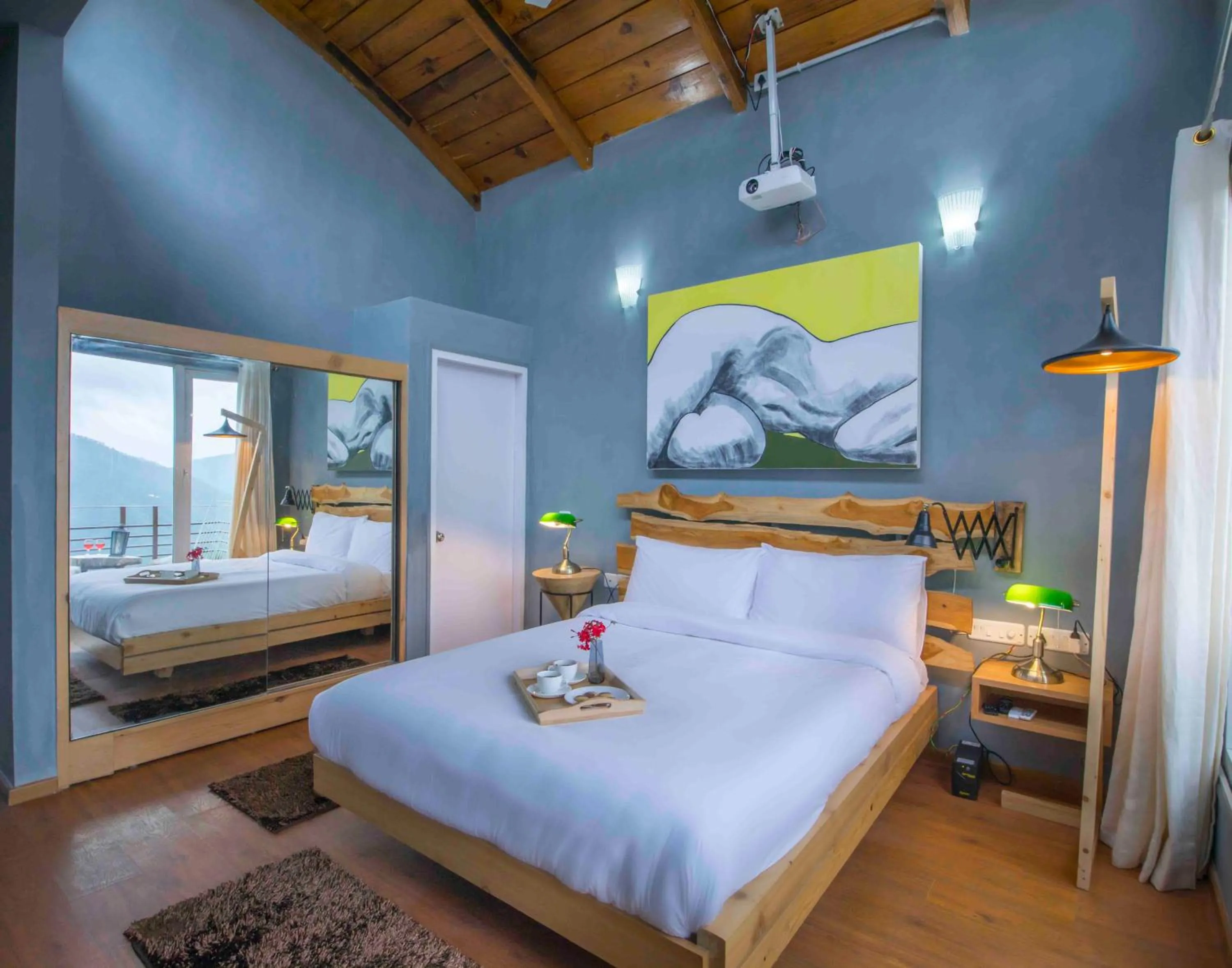 Bedroom, Bed in Seclude Ramgarh Cliff's edge