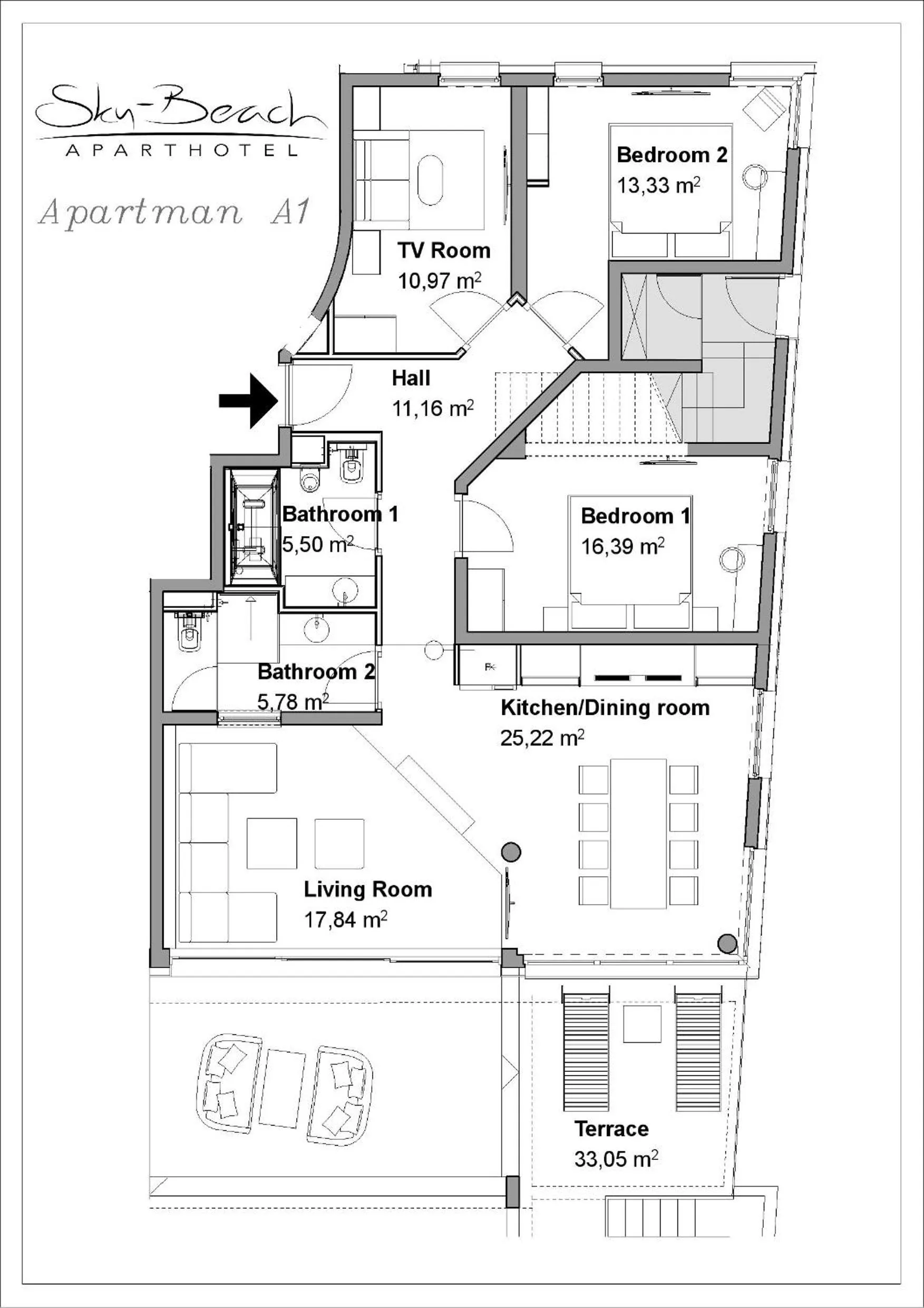 Floor plan in Sky Beach Aparthotel