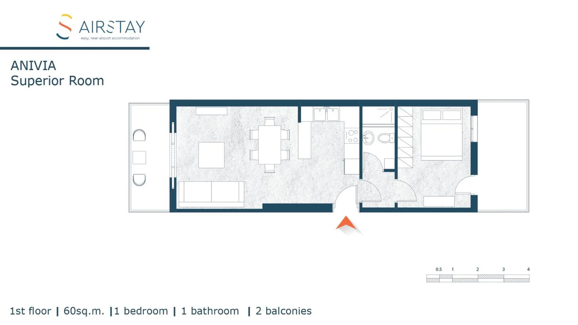 Floor plan in Anivia Apartments Airport by Airstay