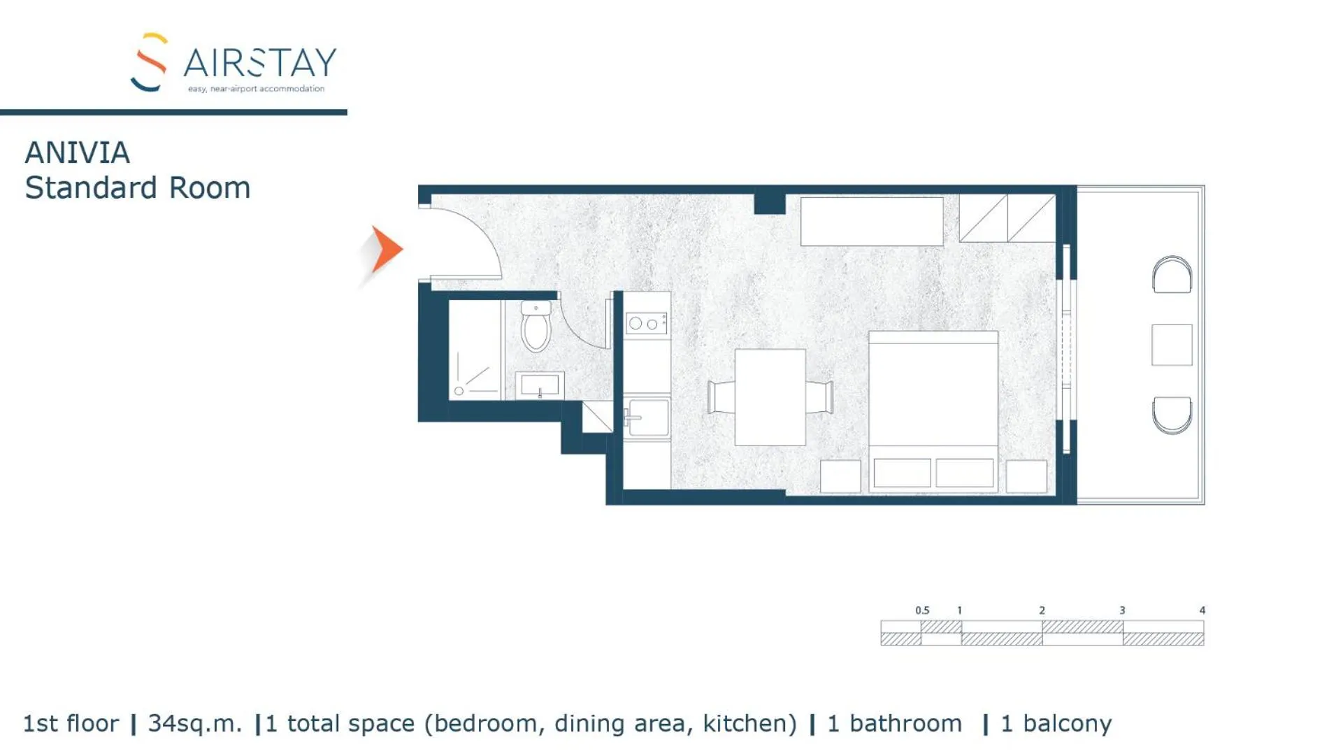 Floor plan in Anivia Apartments Airport by Airstay