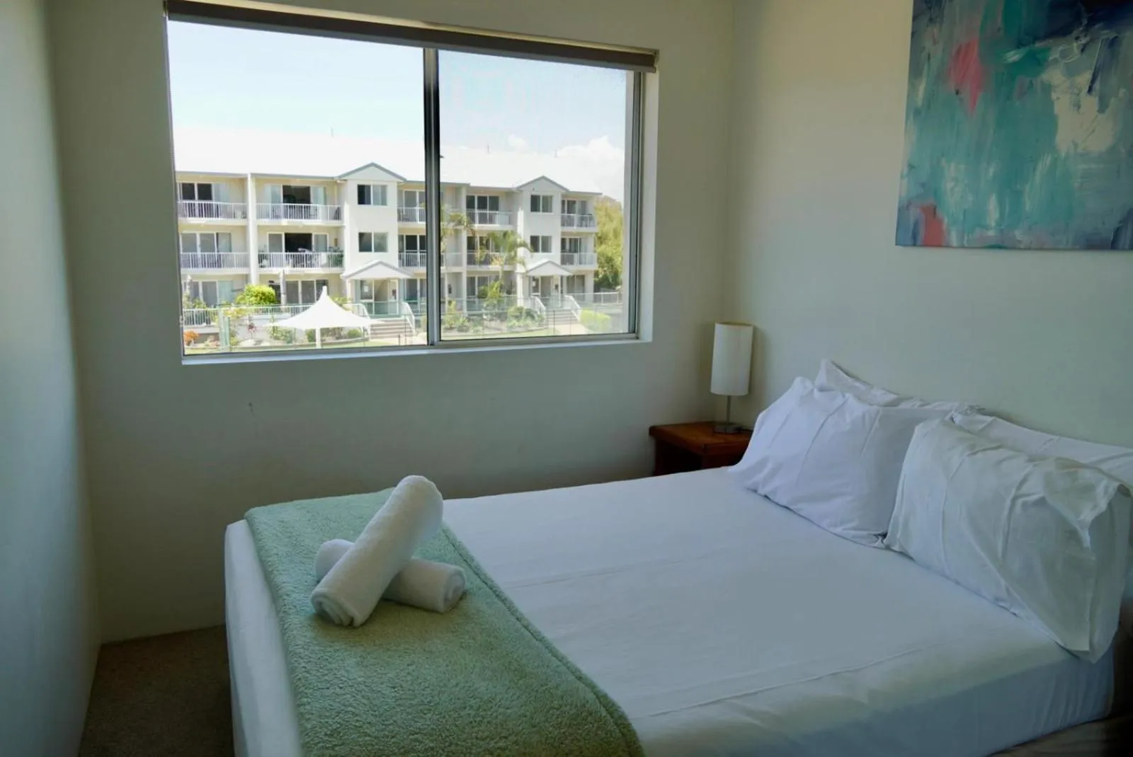 Bed in Pelican Cove Waterfront Apartment