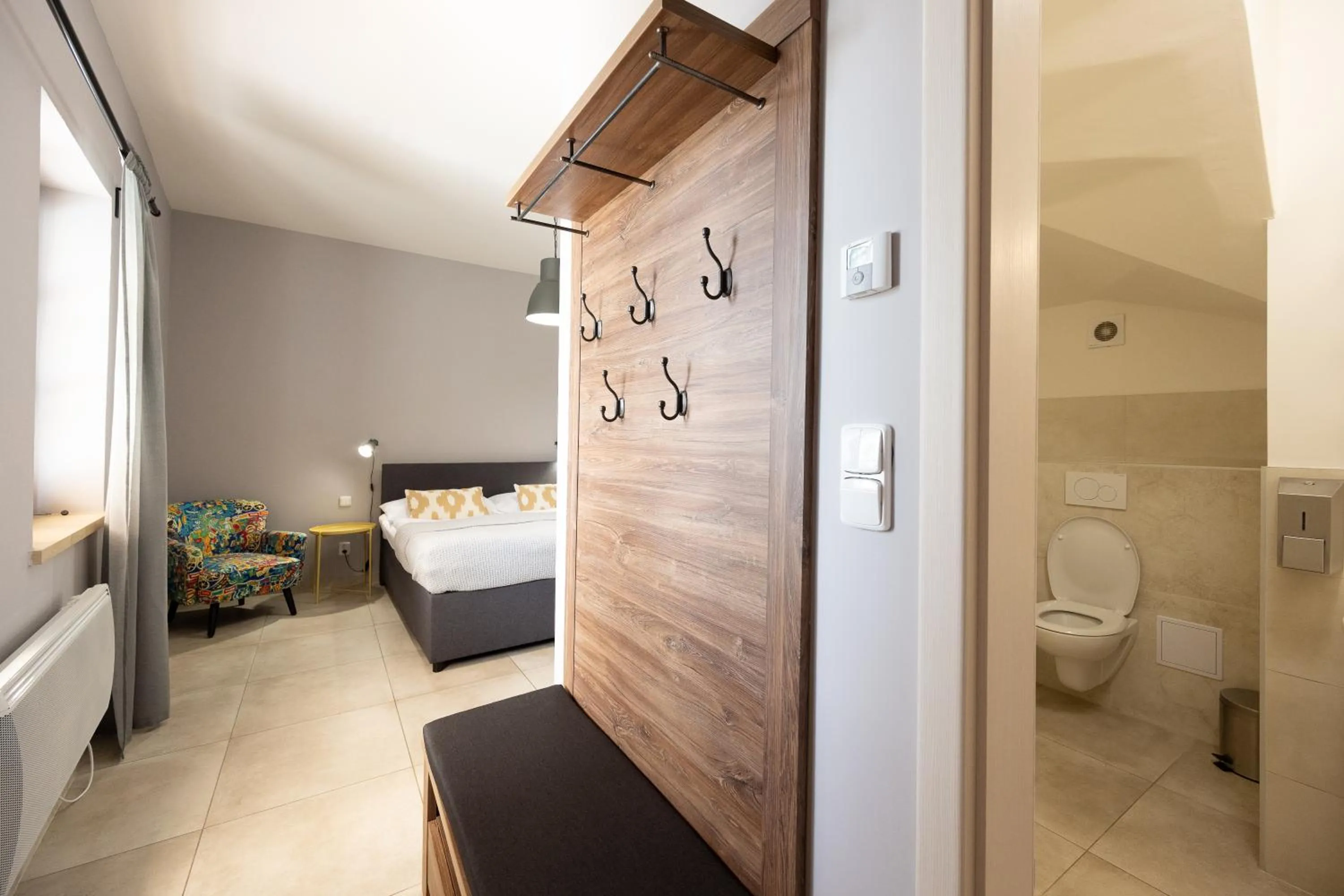 Bathroom, Bed in Penzion Pod hrádkem