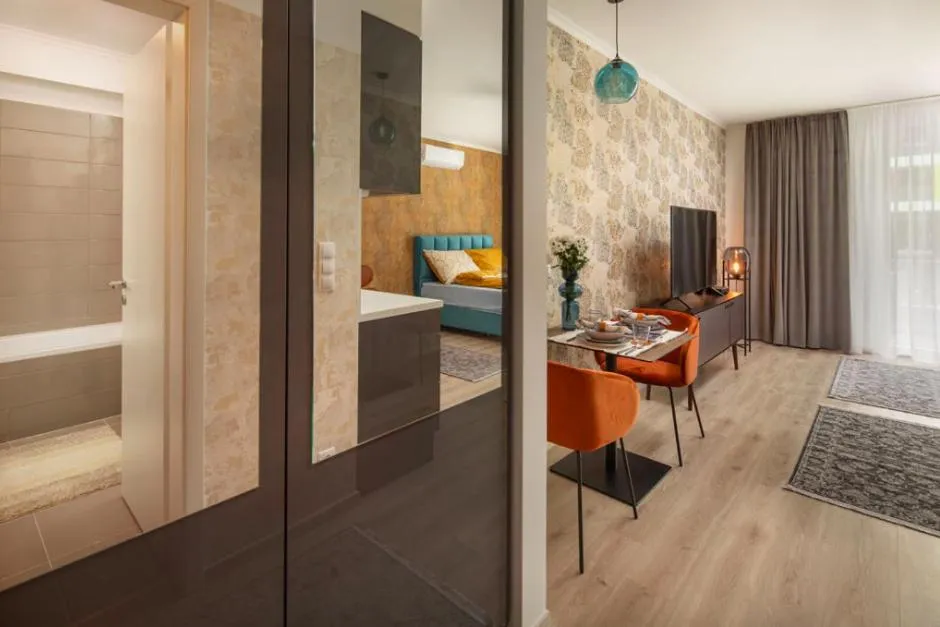 Living room, Bed in Vision Apartments Budapest