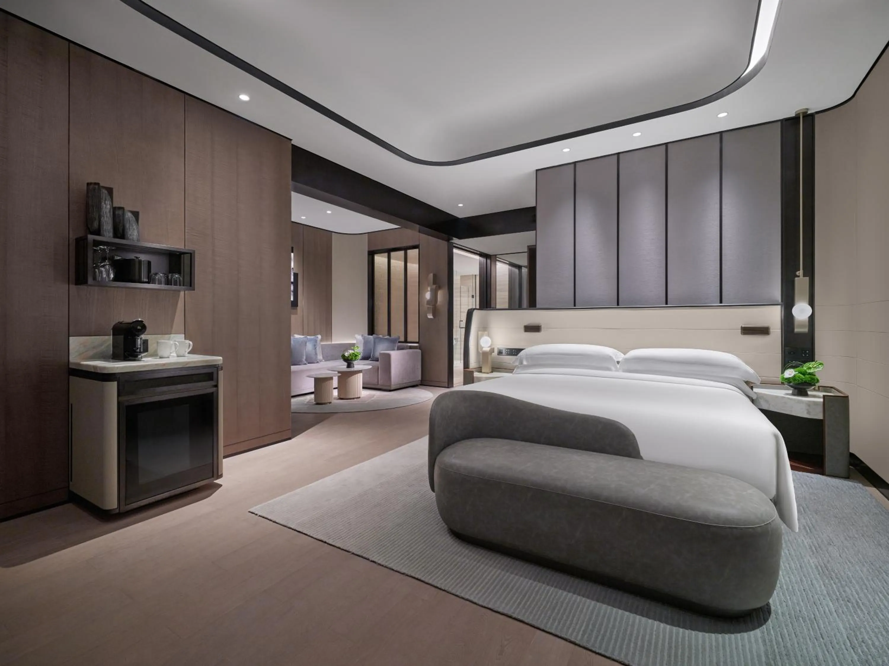 Bedroom, Bed in InterContinental Shanghai Harbour City by IHG