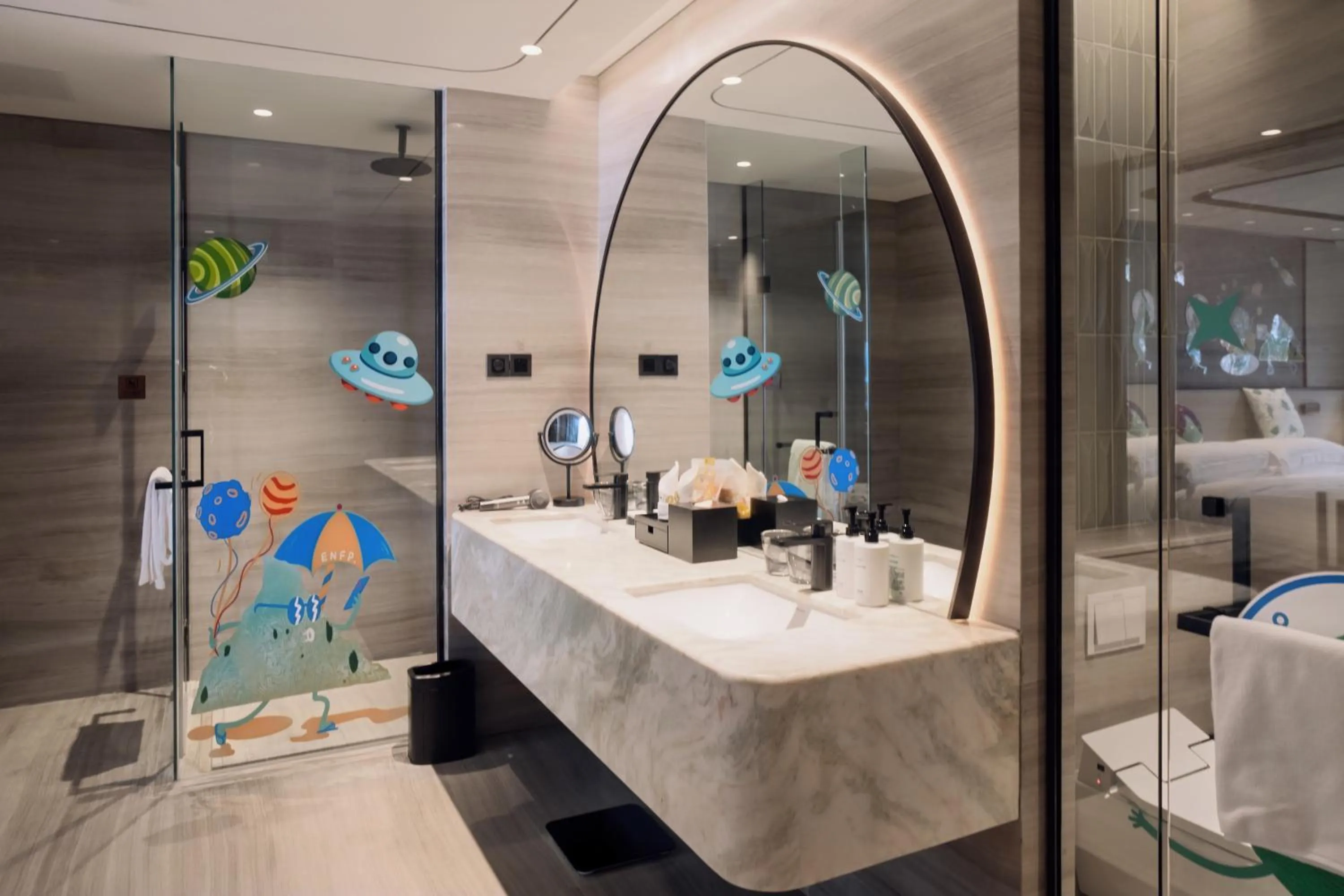 Bathroom, Bed in InterContinental Shanghai Harbour City by IHG