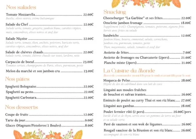 Restaurant/places to eat in Hotel La Garbine