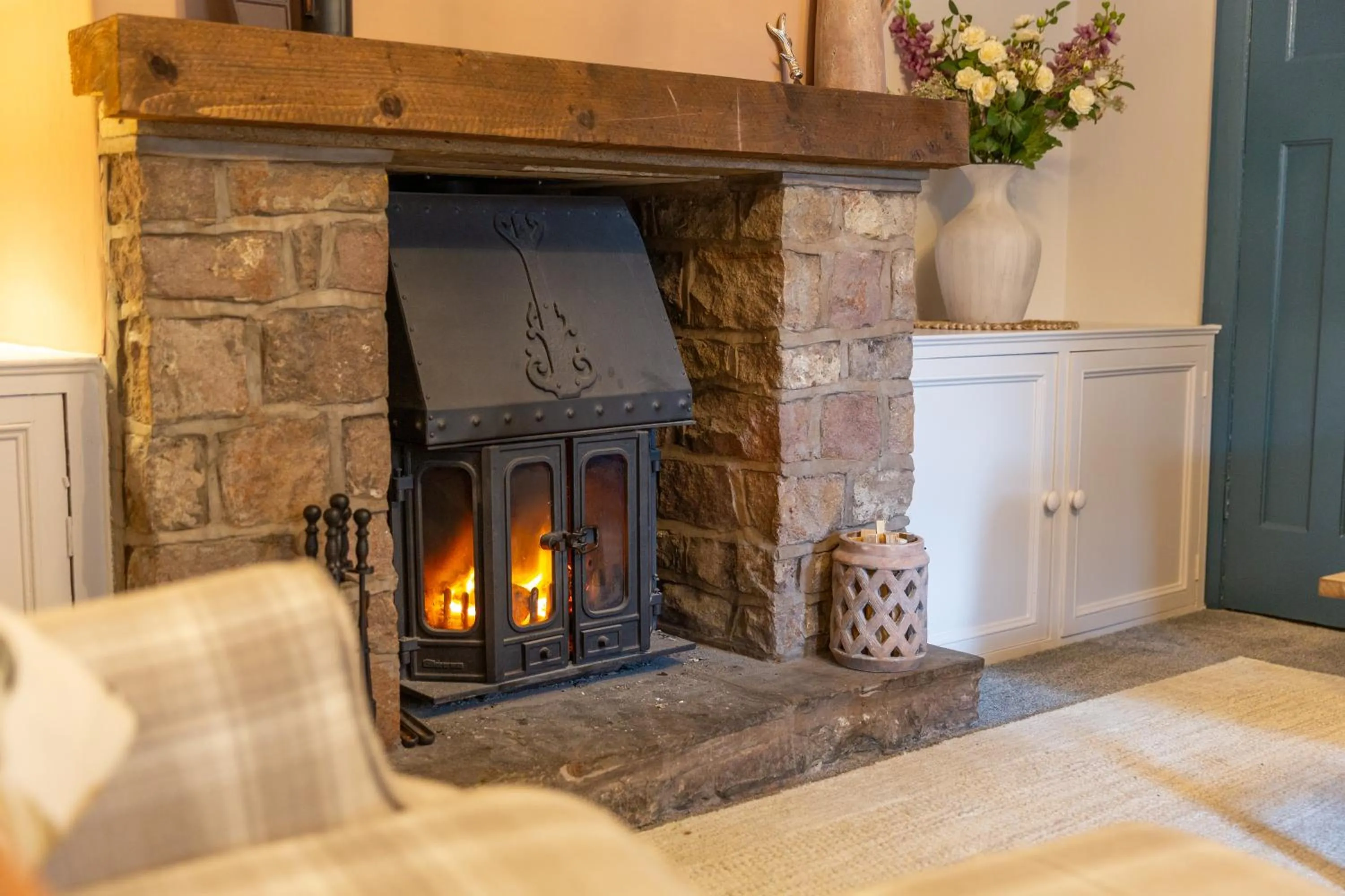 fireplace in The Lower Buck Inn