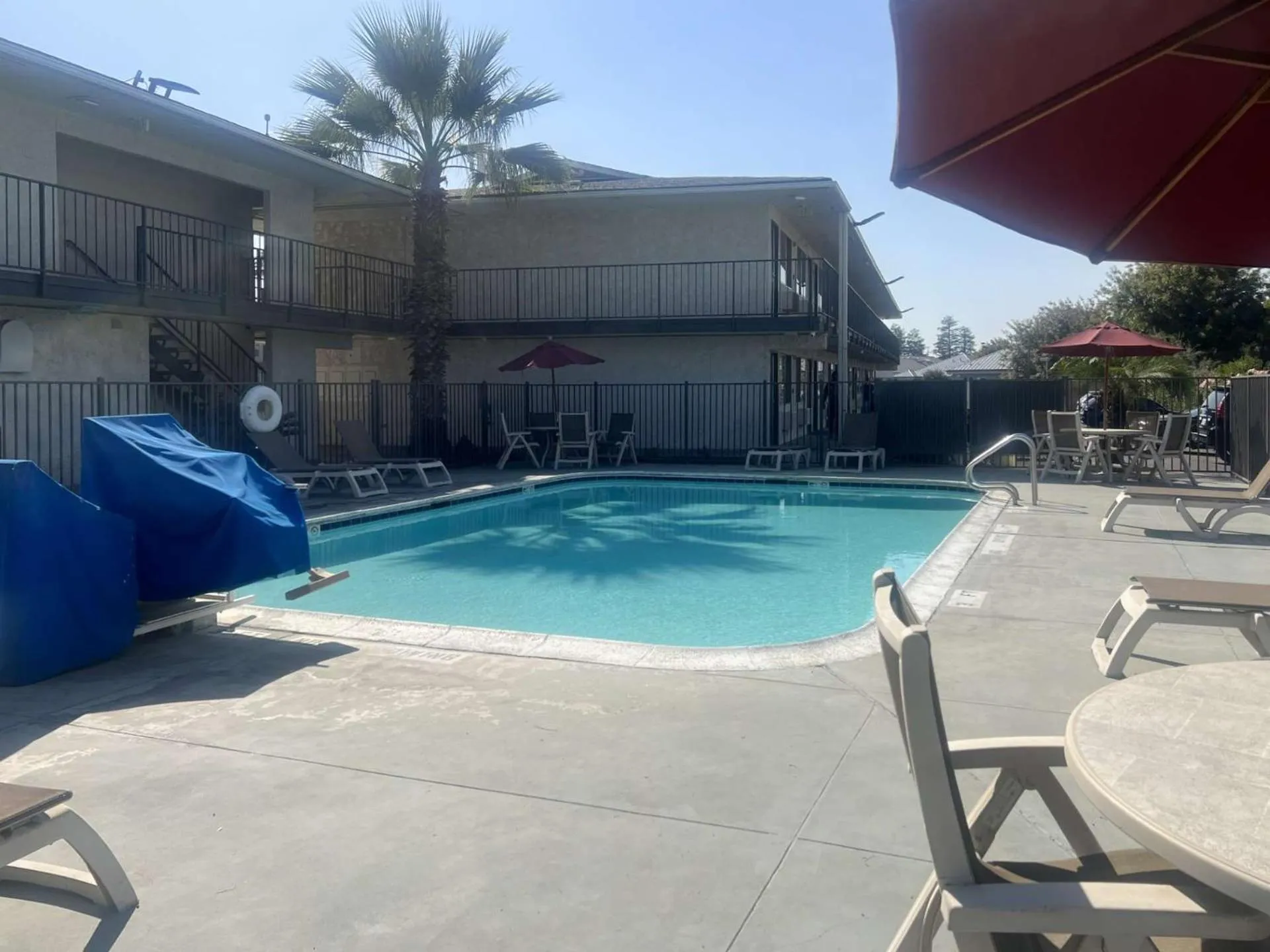 Pool view in Motel 6-Tulare, CA