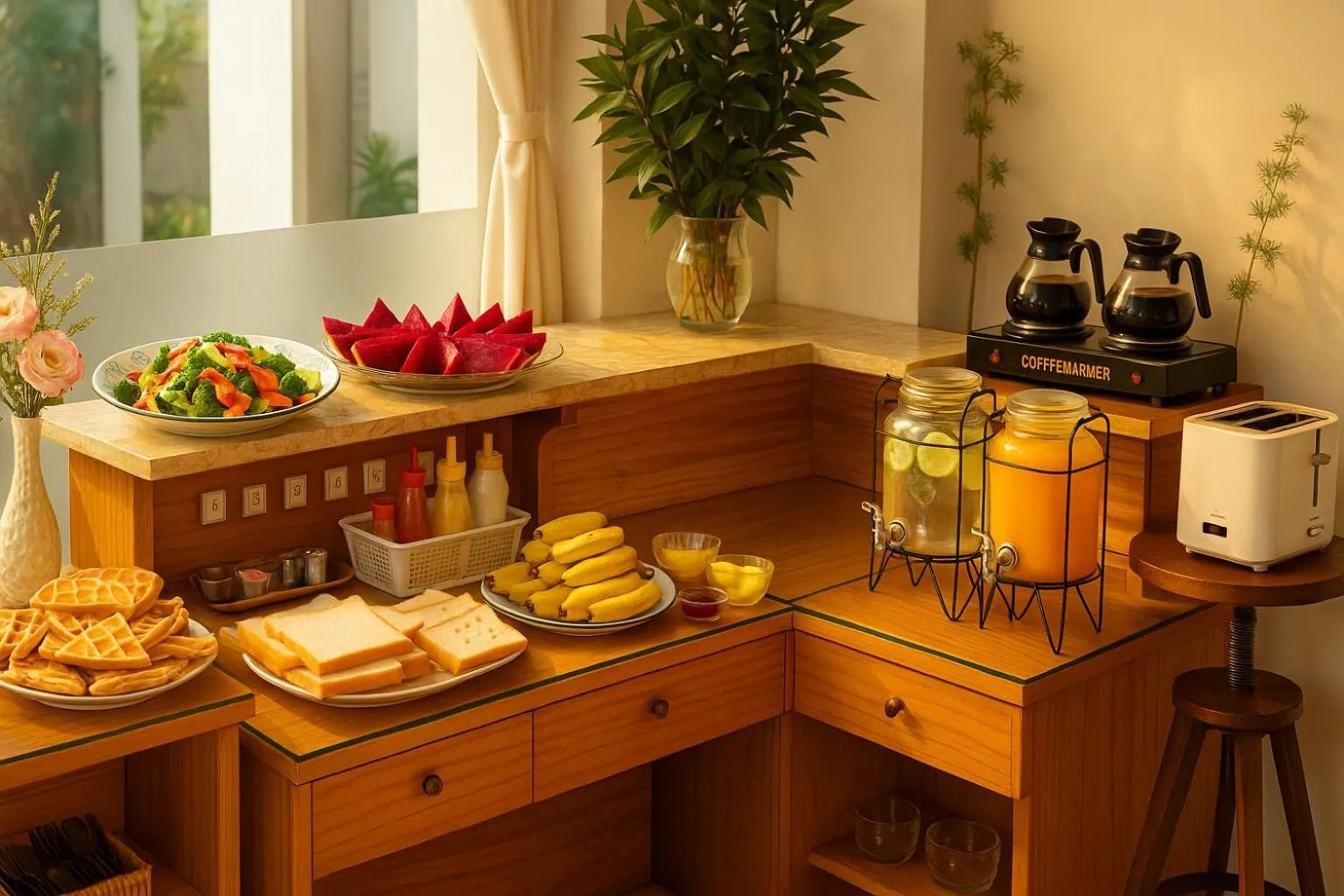 Buffet breakfast in Phan Anh Hotel - Bui Vien Walking Street