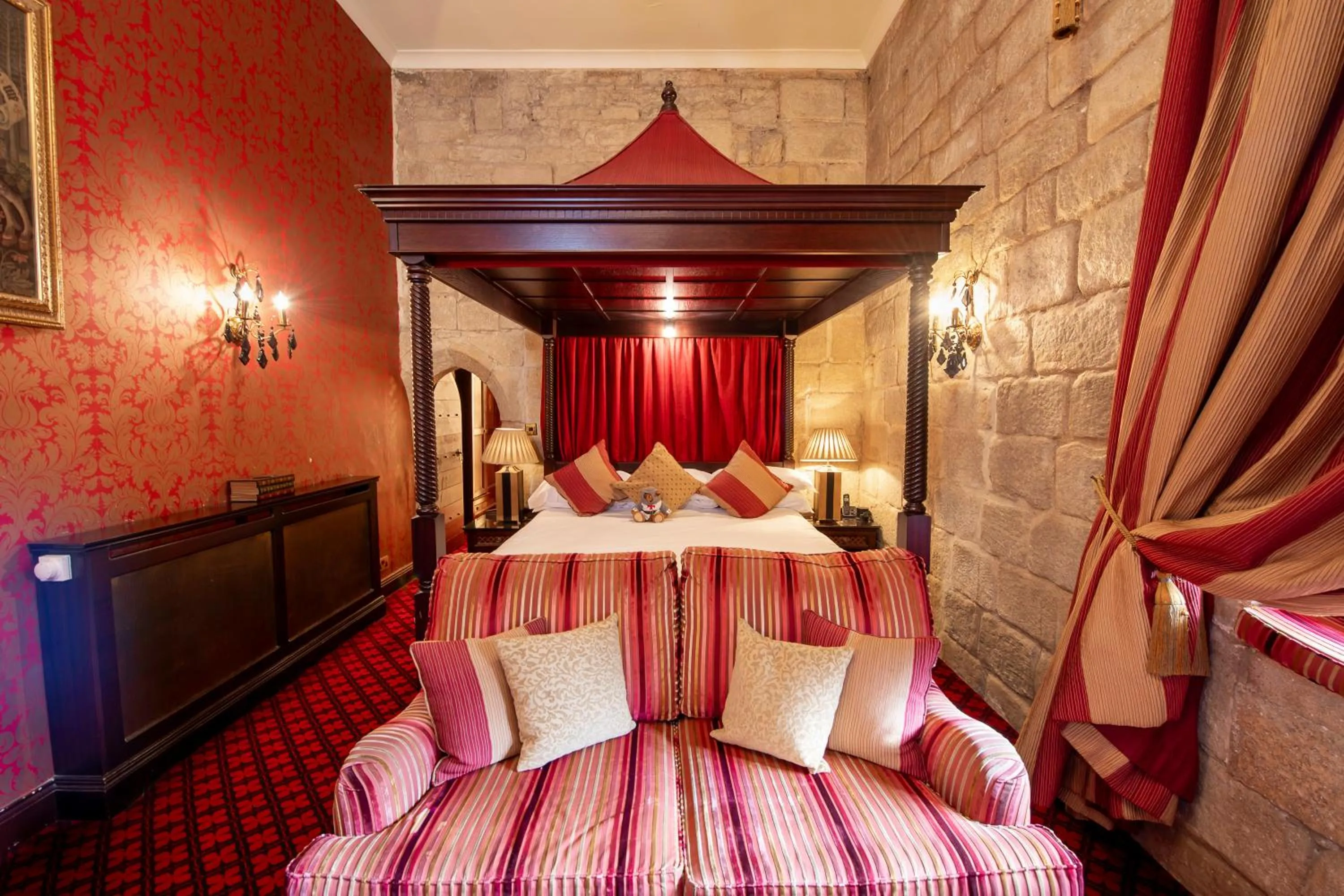Bed in Langley Castle Hotel
