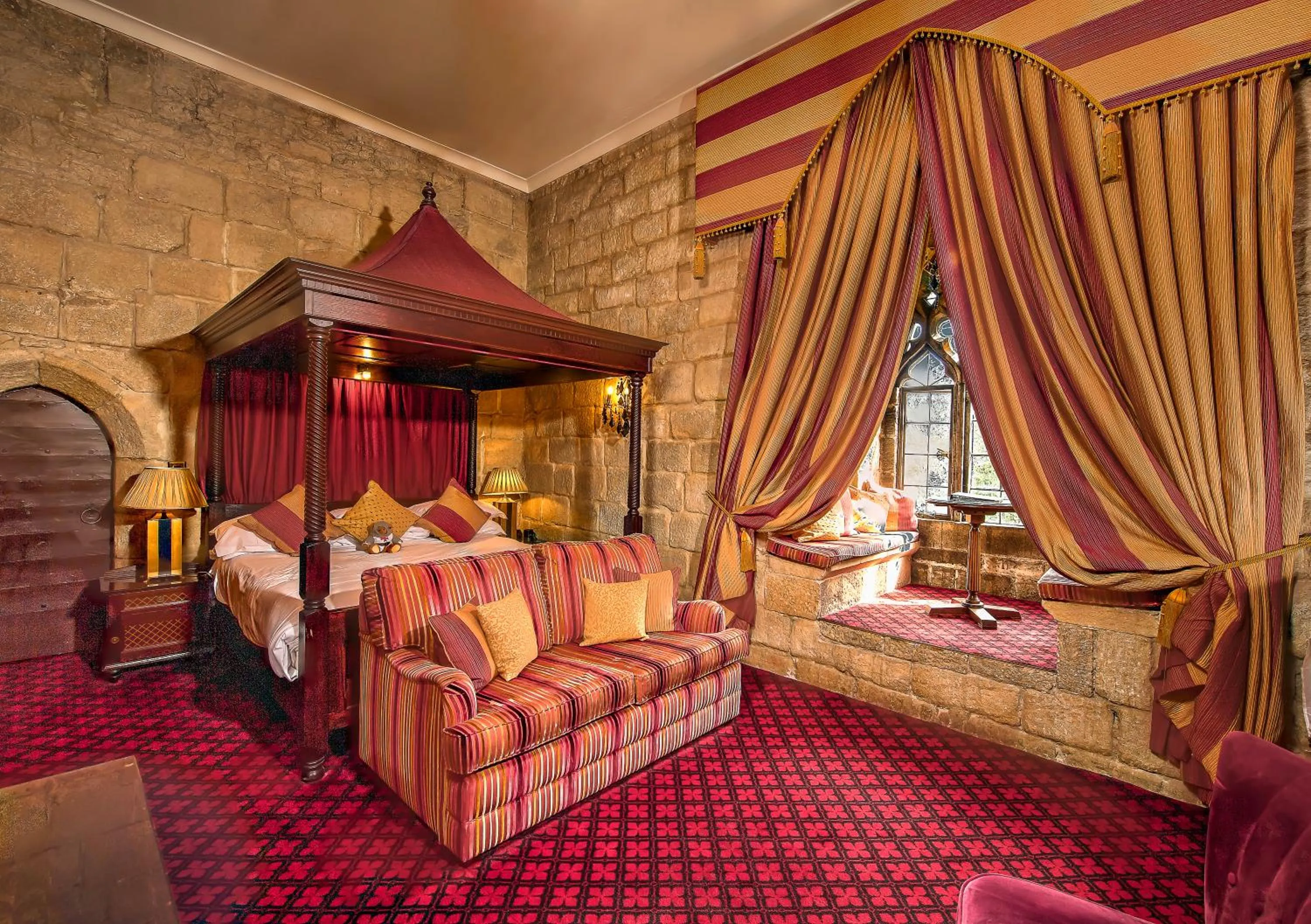Bed in Langley Castle Hotel