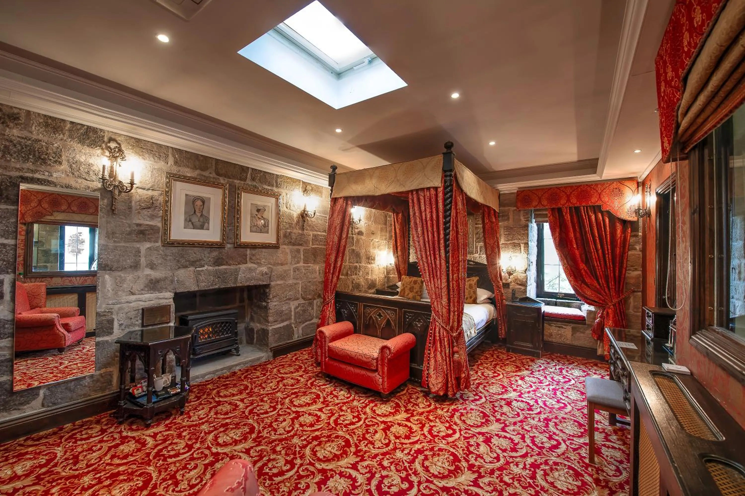 Bed in Langley Castle Hotel