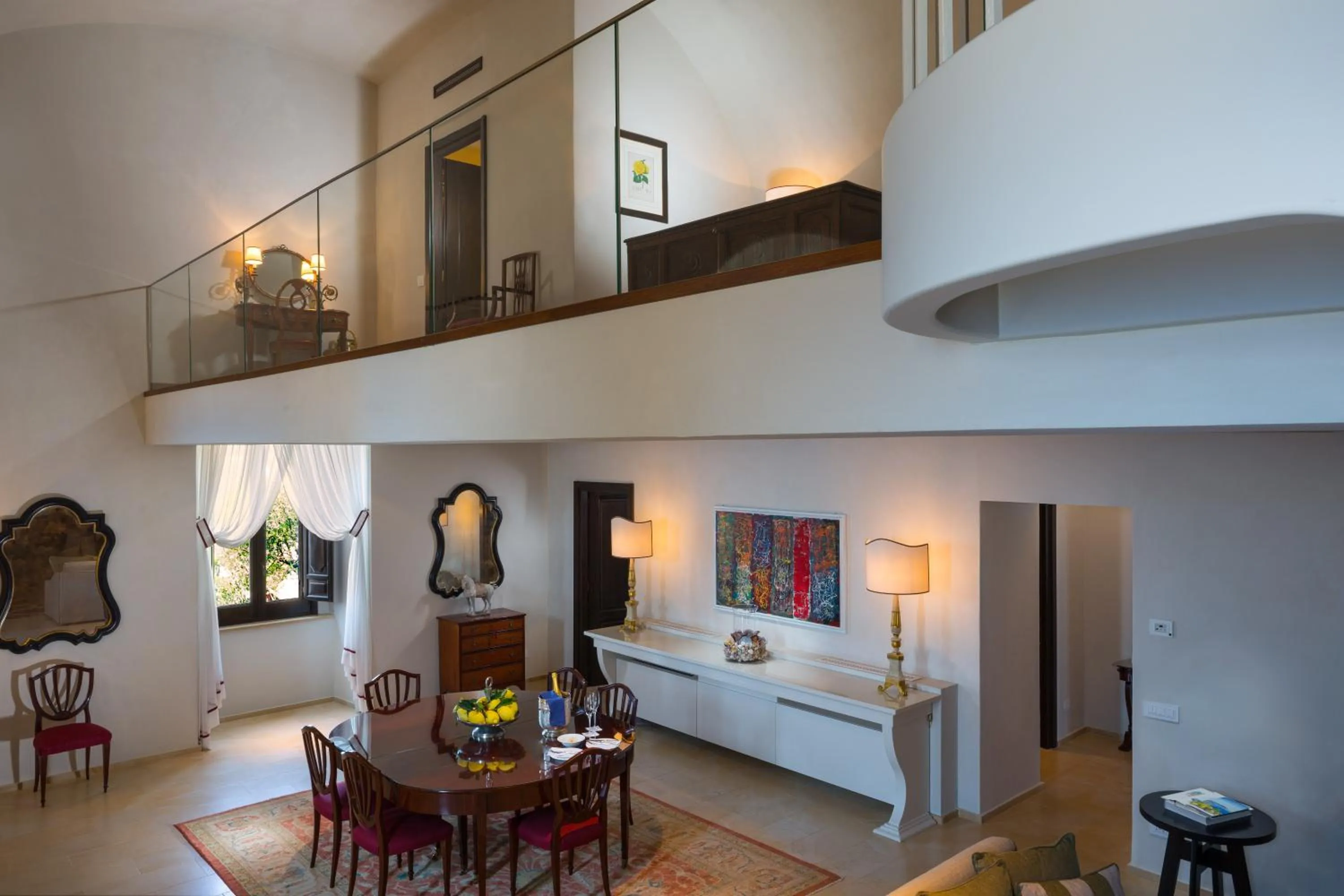 Dining area, Bed in Monastero Santa Rosa Hotel & Spa