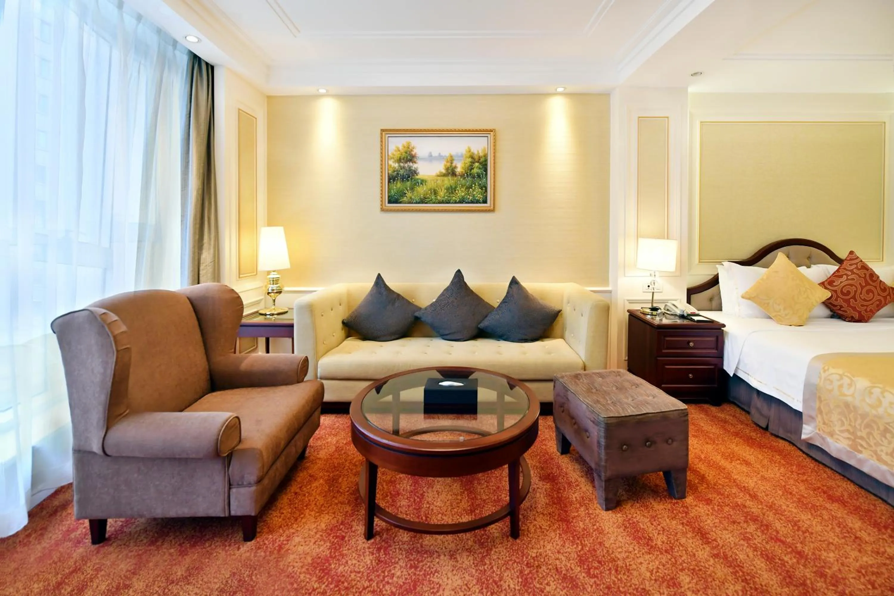 Seating area, Bed in Central Hotel Shanghai - Nanjing Road