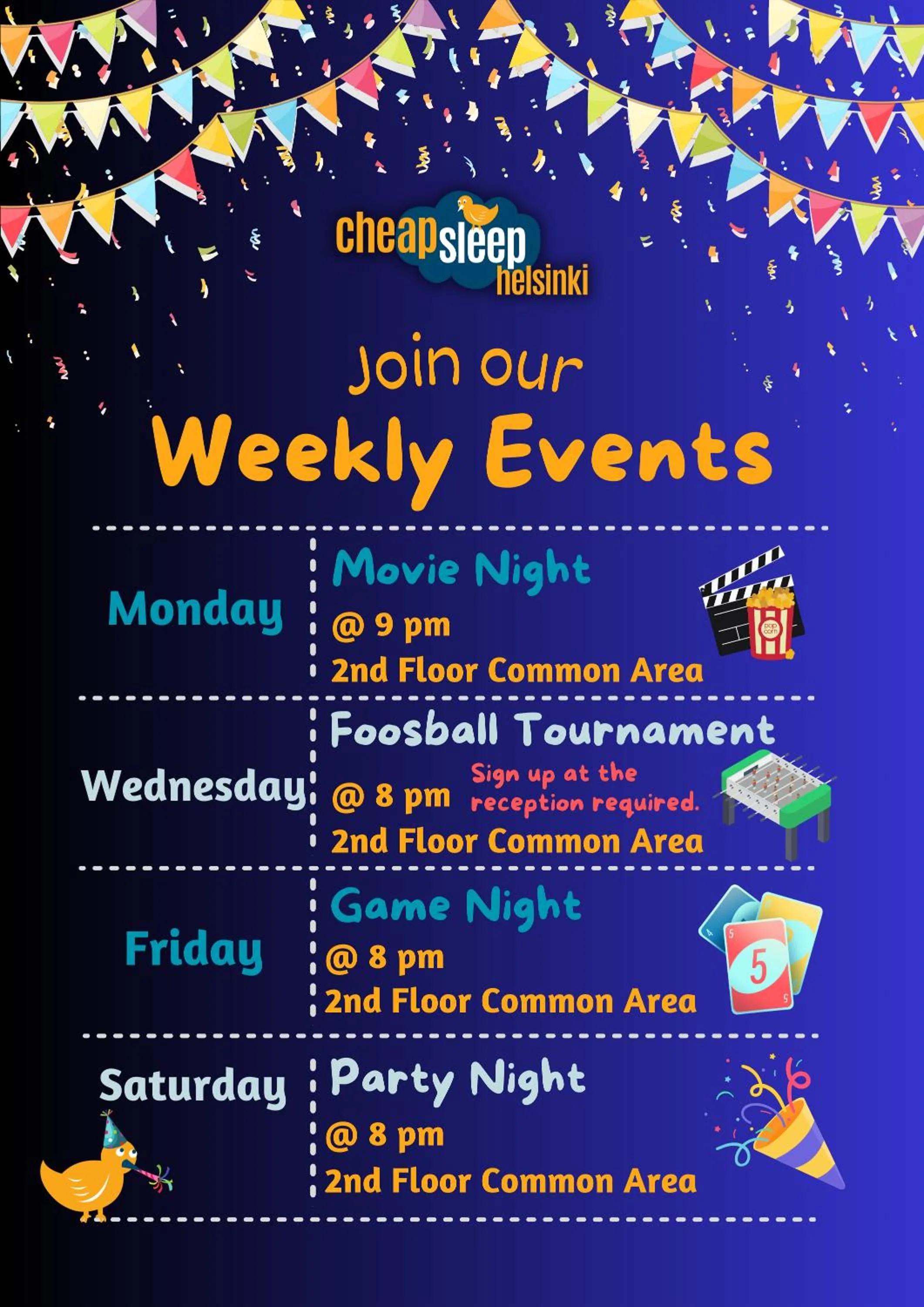 Evening entertainment in CheapSleep Hostel Helsinki