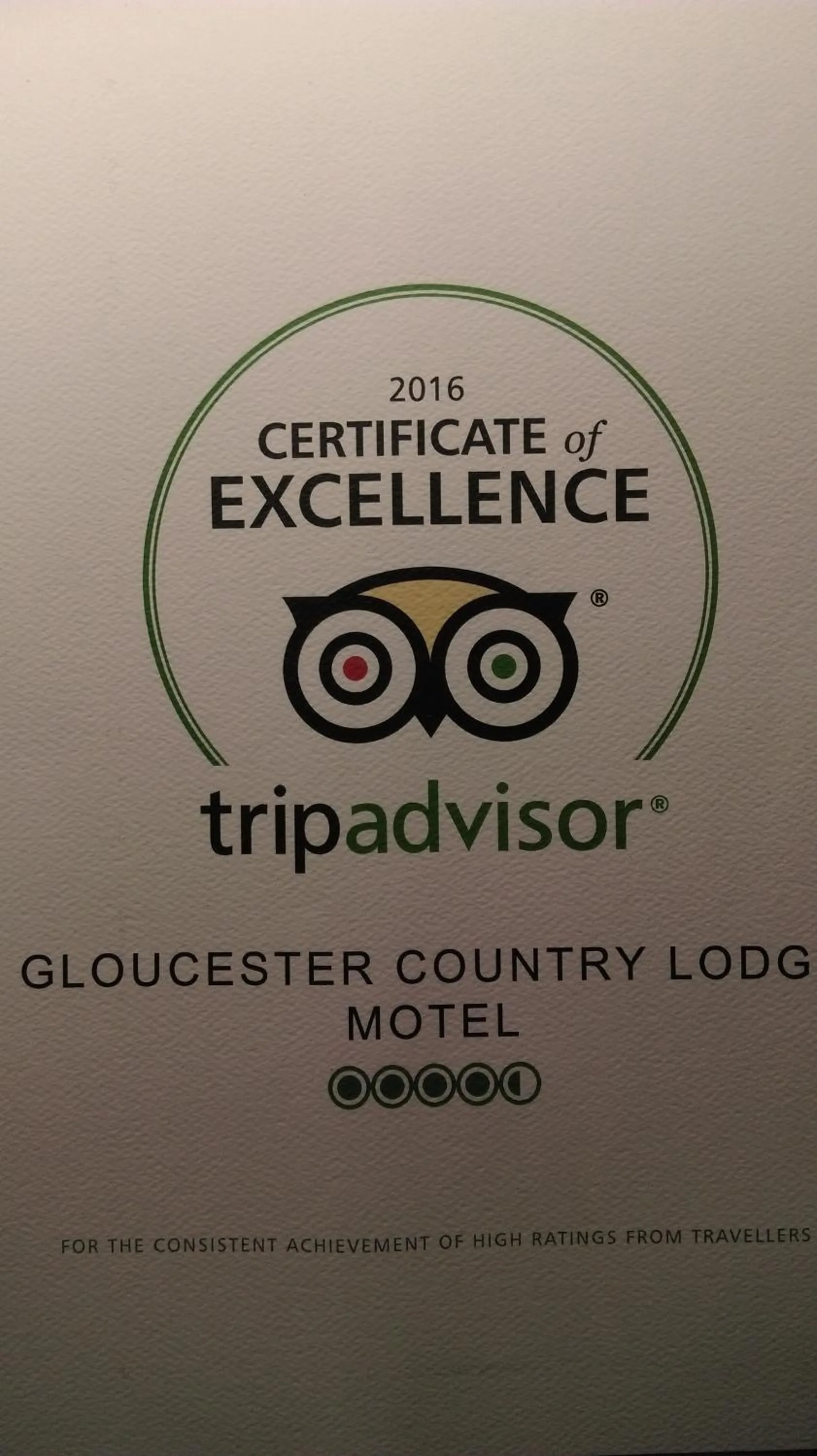 Certificate/Award, Logo/Certificate/Sign/Award in Gloucester Country Lodge Motel