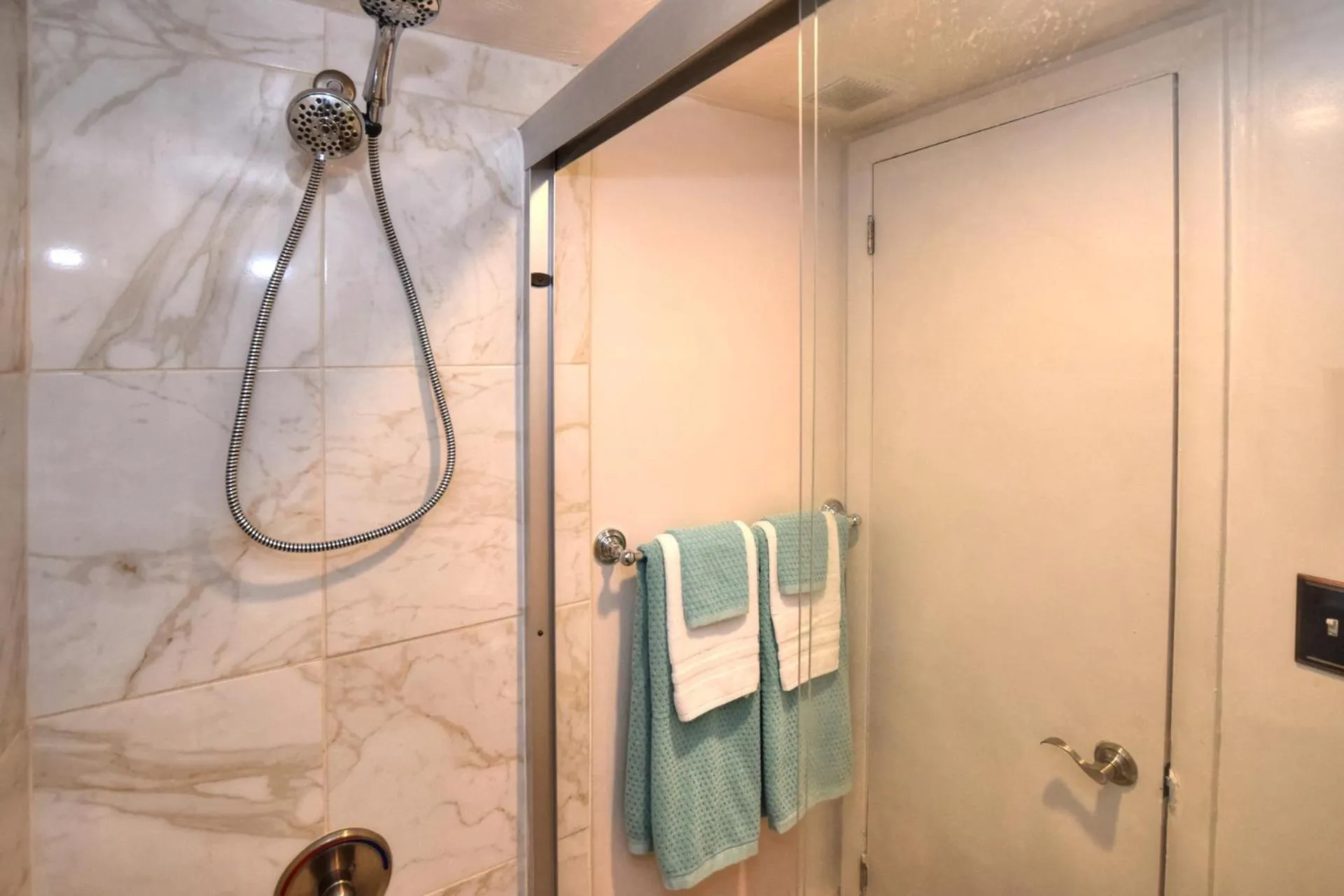 Shower in Daytona Beach studio condo with beautiful Ocean view