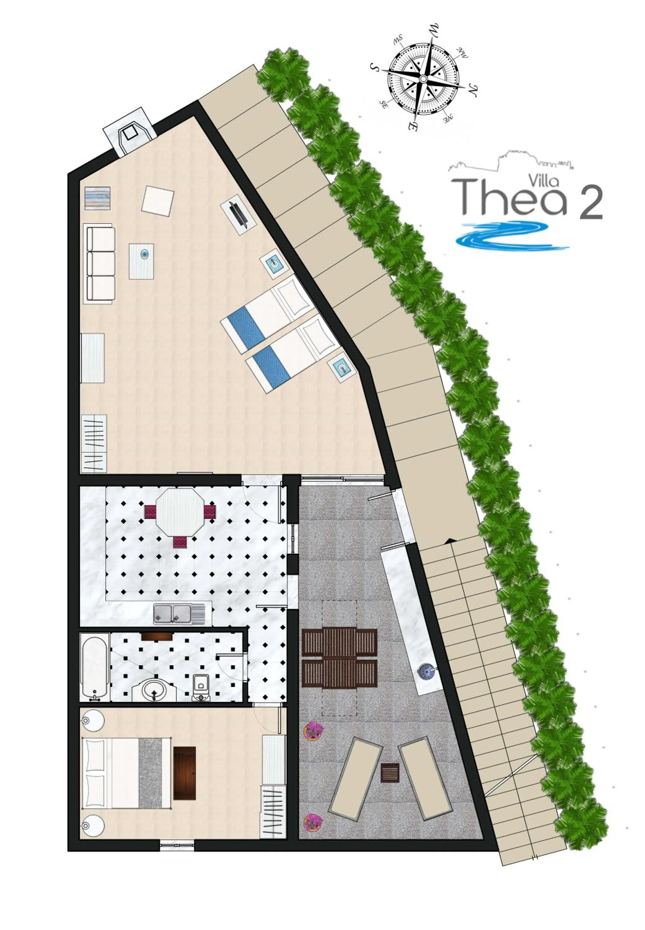 Floor plan in Thea Villas and Suite