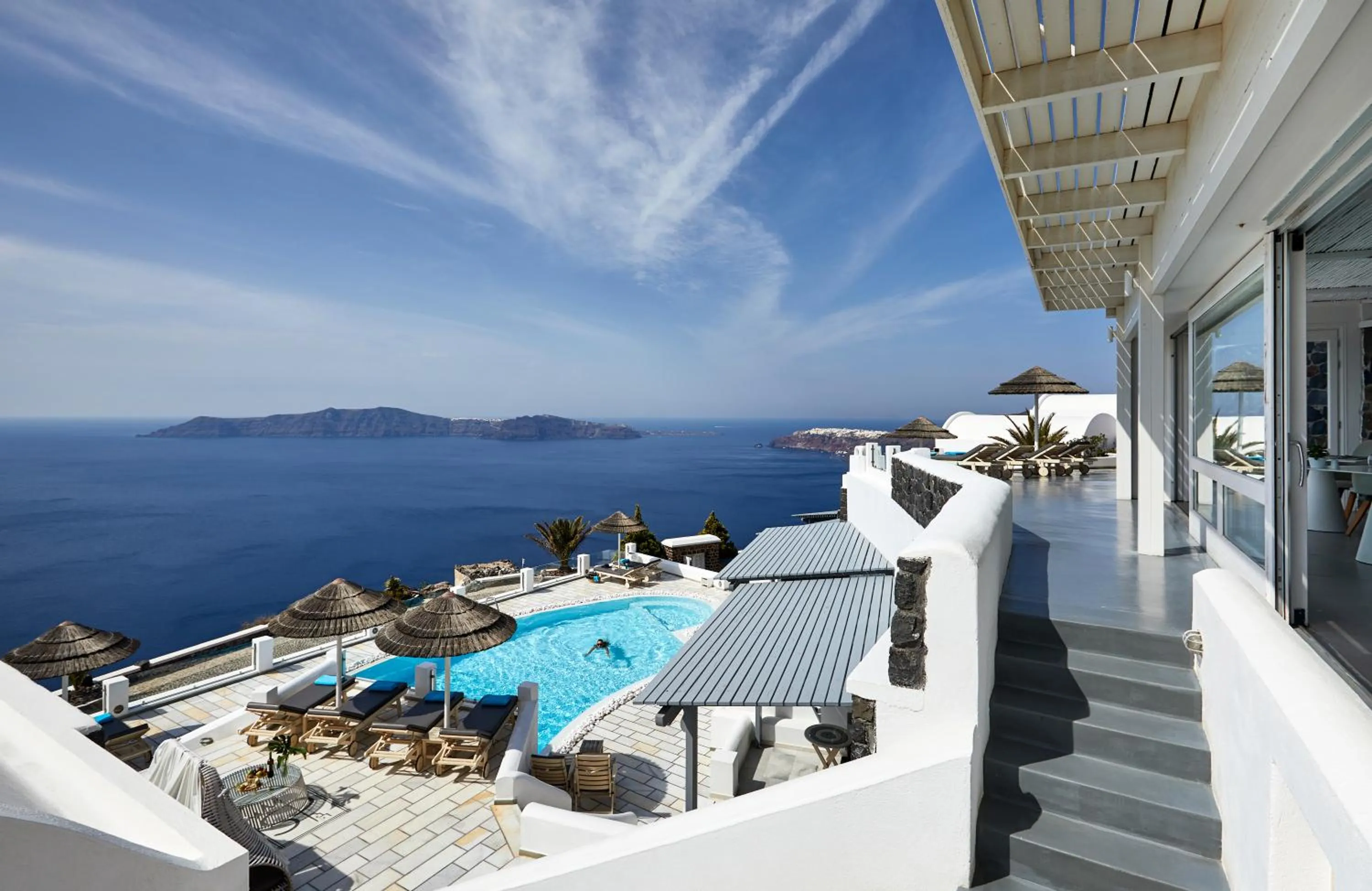 Pool view in Santorini Princess Spa Hotel