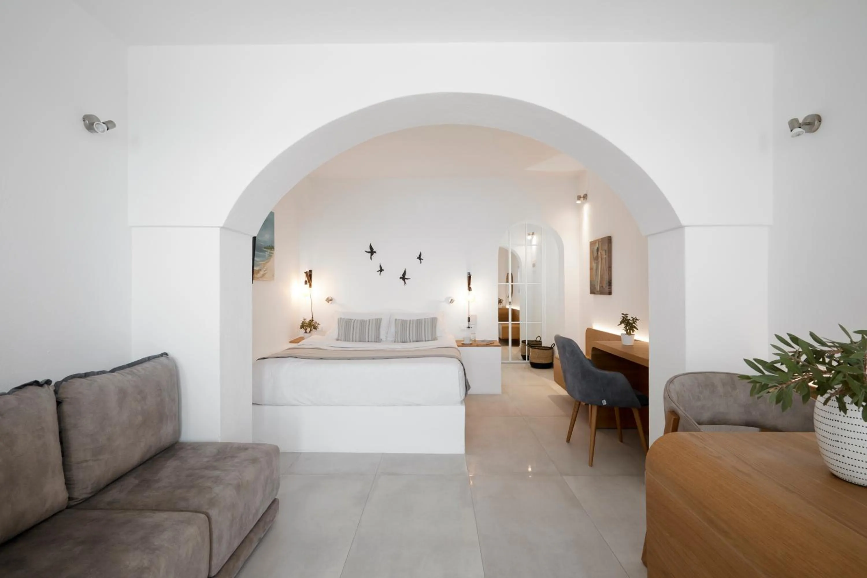 Bed in Santorini Princess Spa Hotel