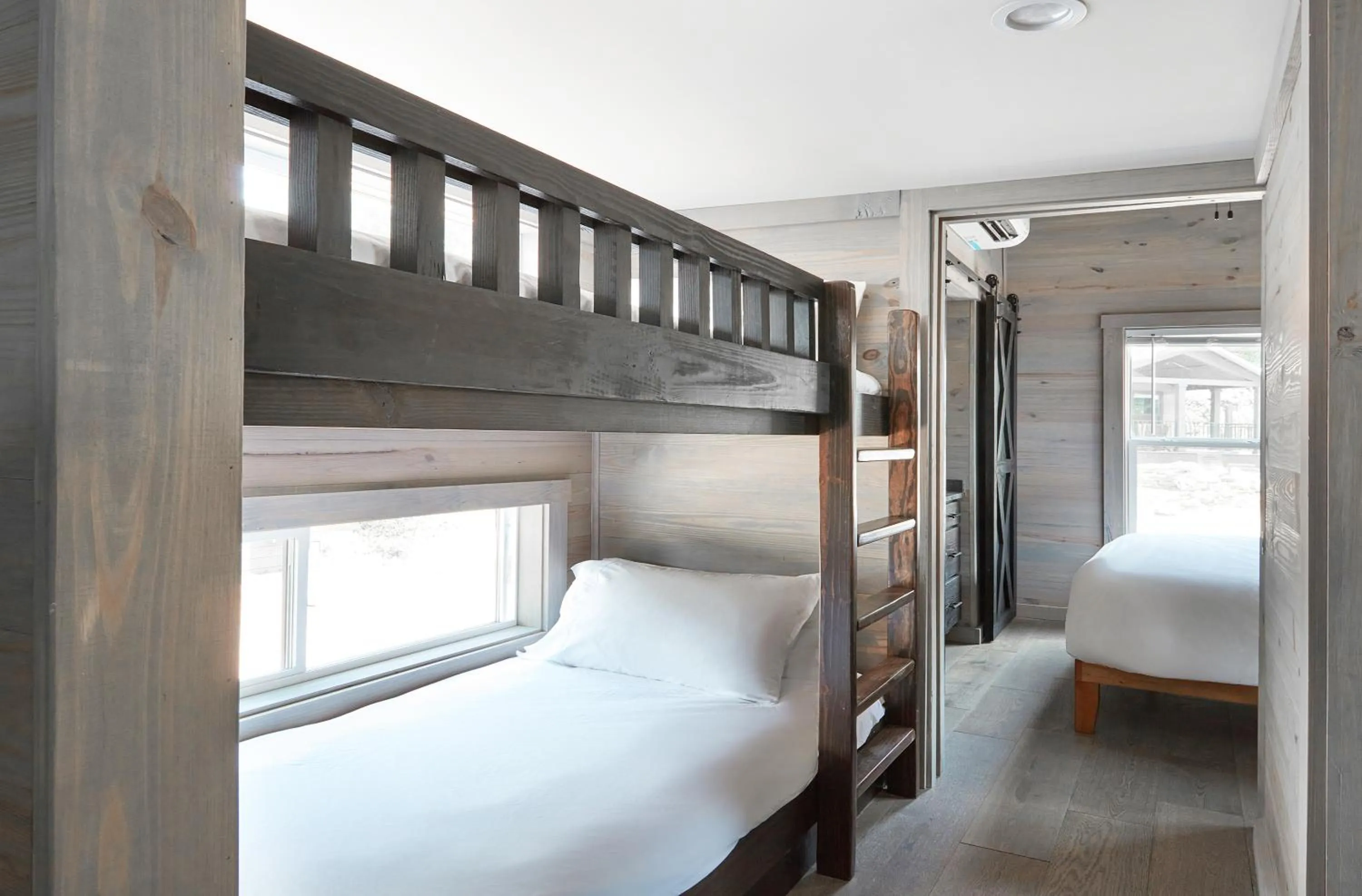 Bed in Asheville River Cabins