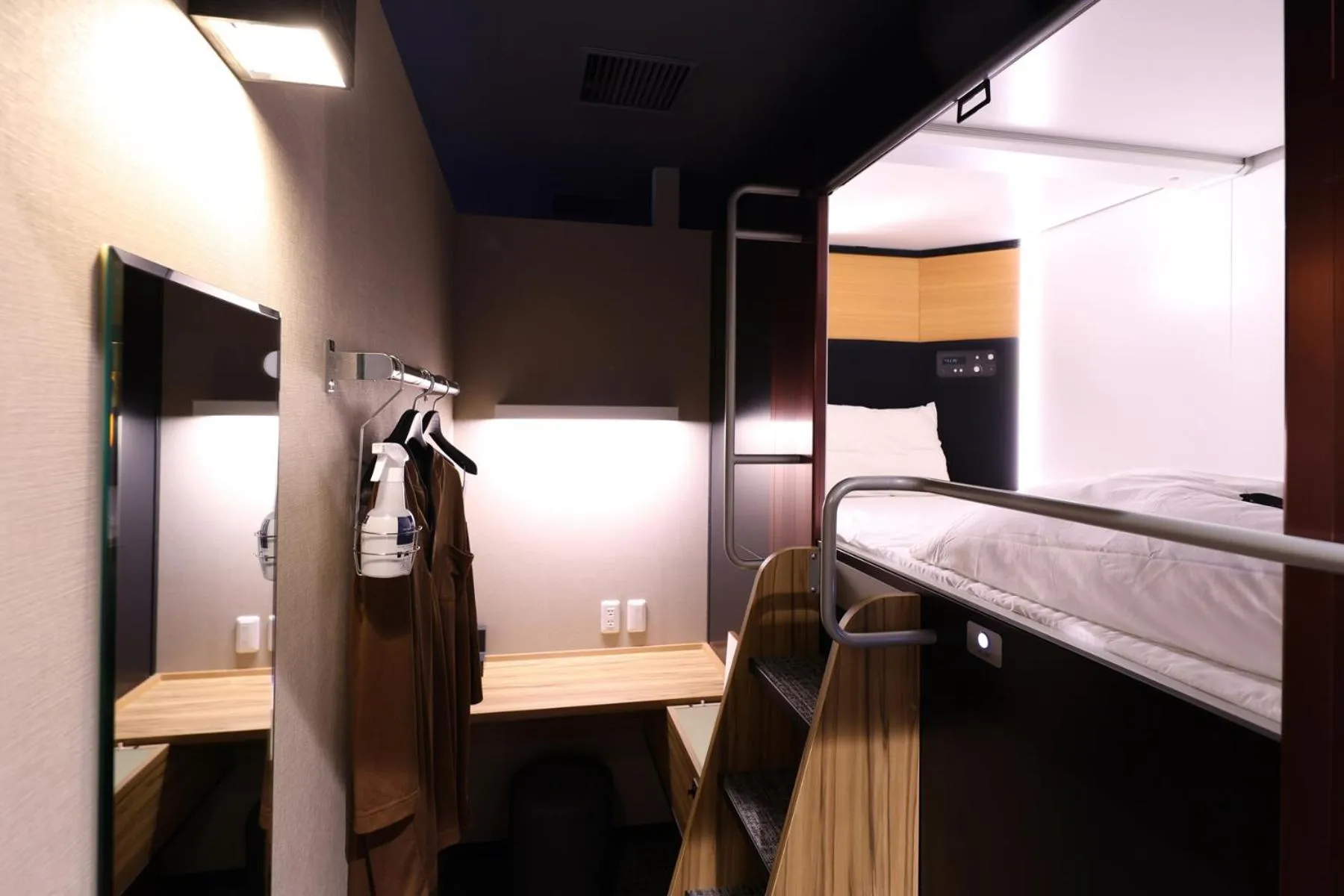 Bathroom, Bed in global cabin Yokohama Chinatown