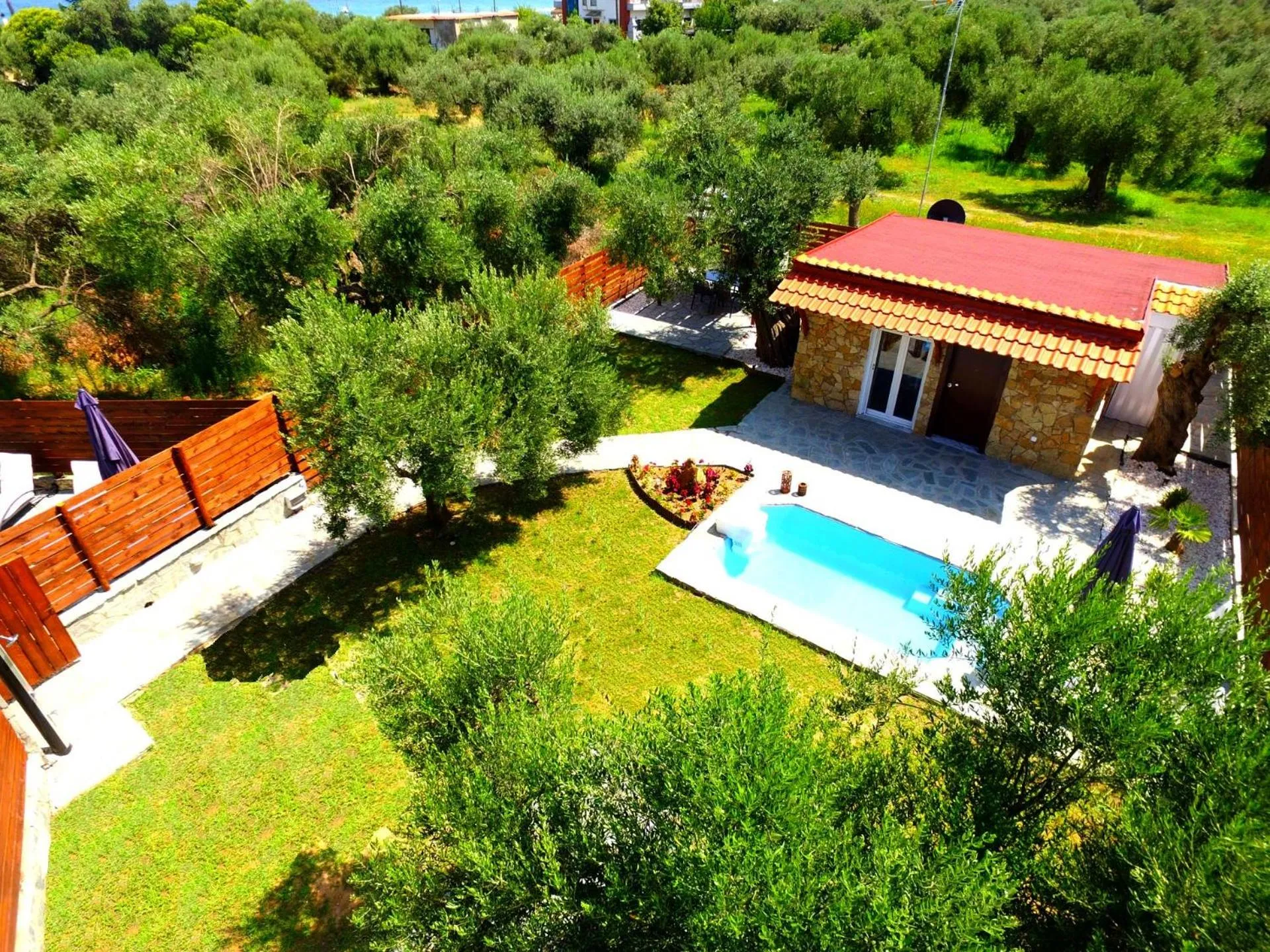 Bird's eye view in Salonikiou Beach Apartments & Villas