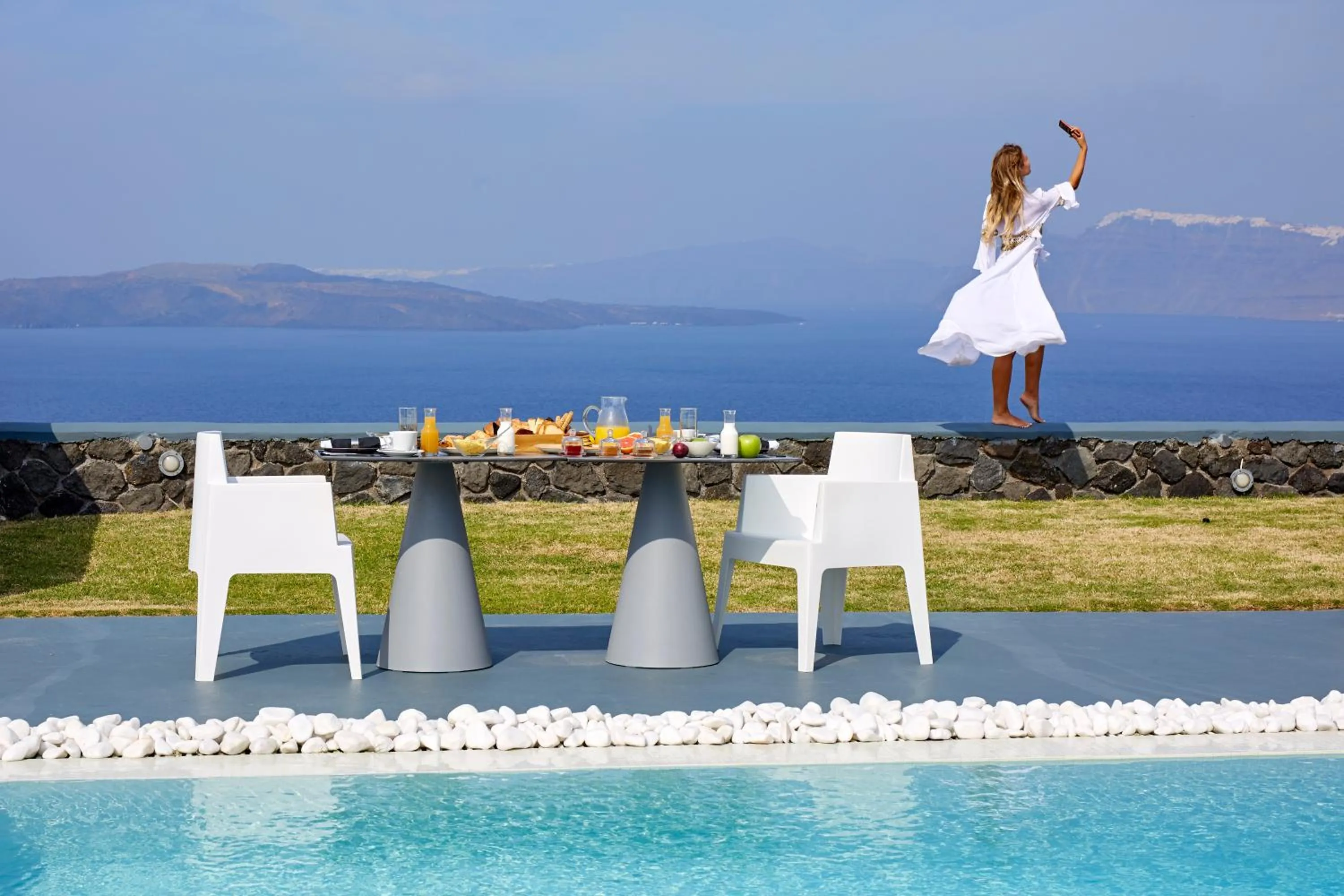 Pool view in Santorini Princess Presidential Suites