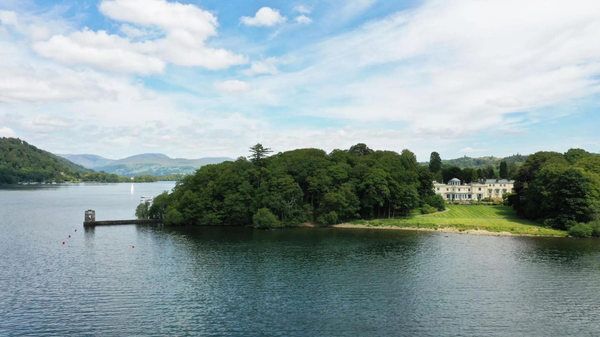 Garden in Storrs Hall Hotel on the shore of Lake Windermere
