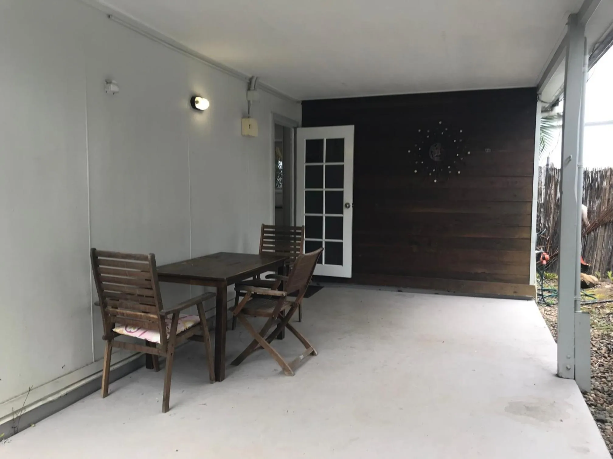 Patio in Bush Village Holiday Cabins