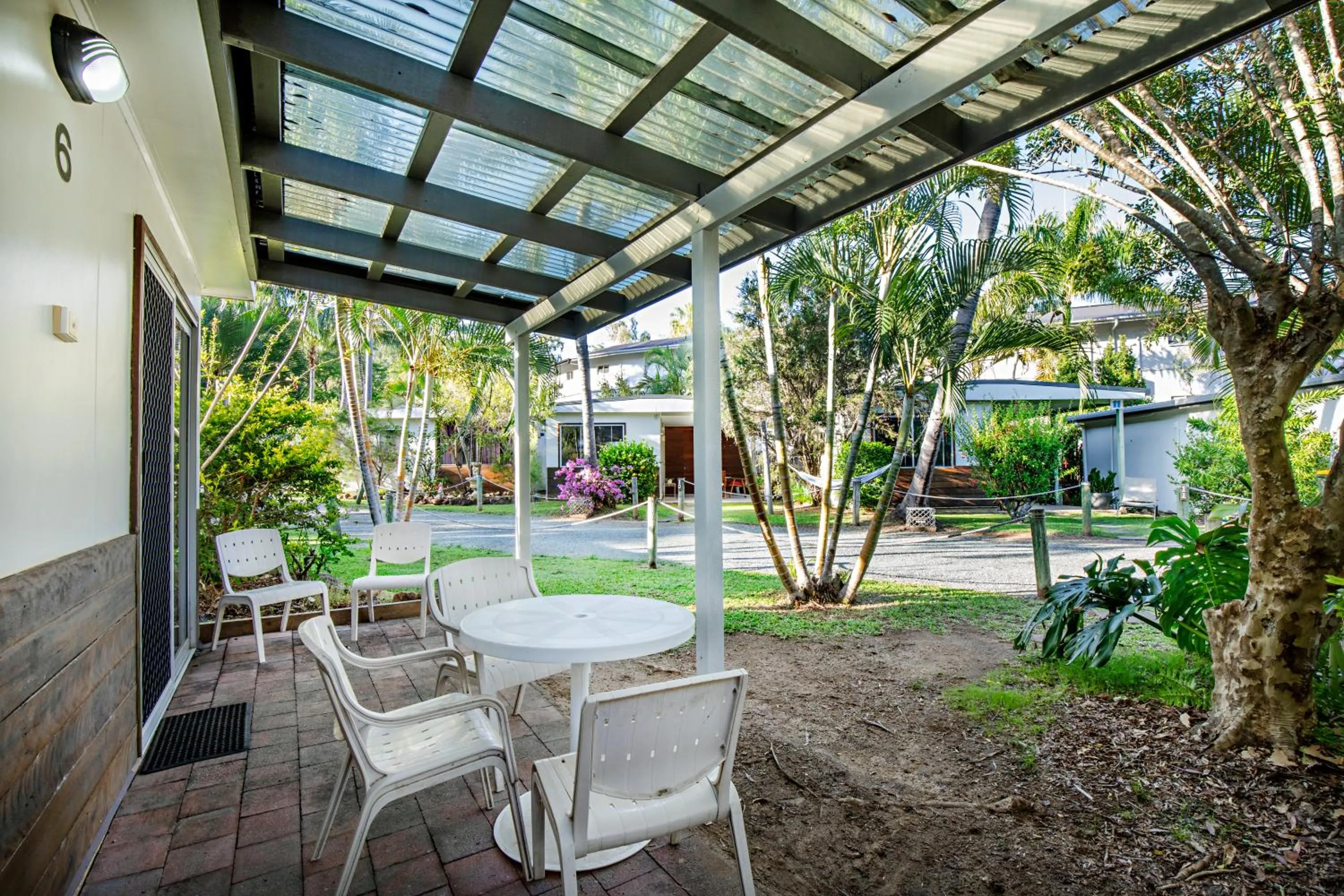Patio in Bush Village Holiday Cabins
