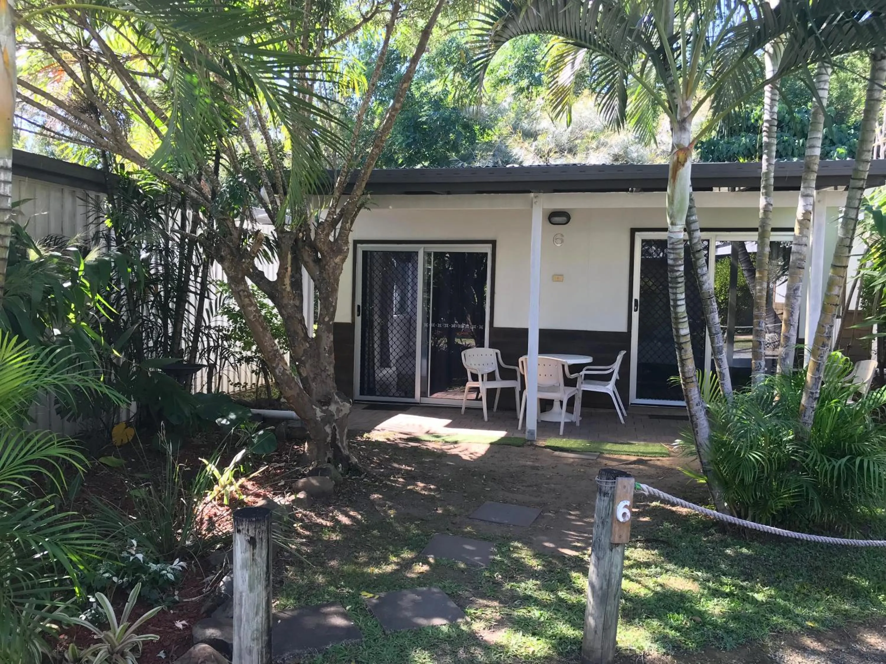 Patio in Bush Village Holiday Cabins