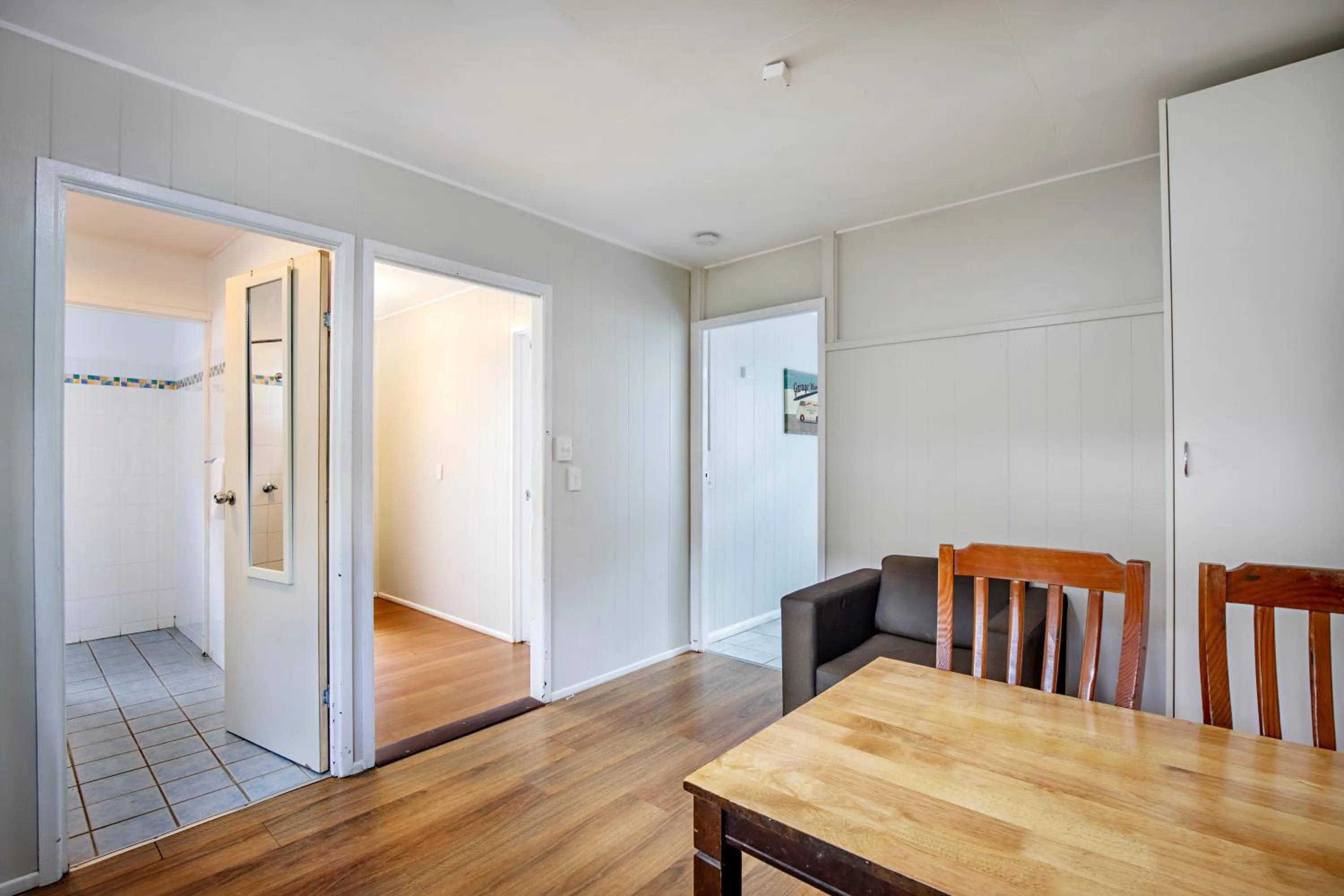 Living room in Bush Village Holiday Cabins