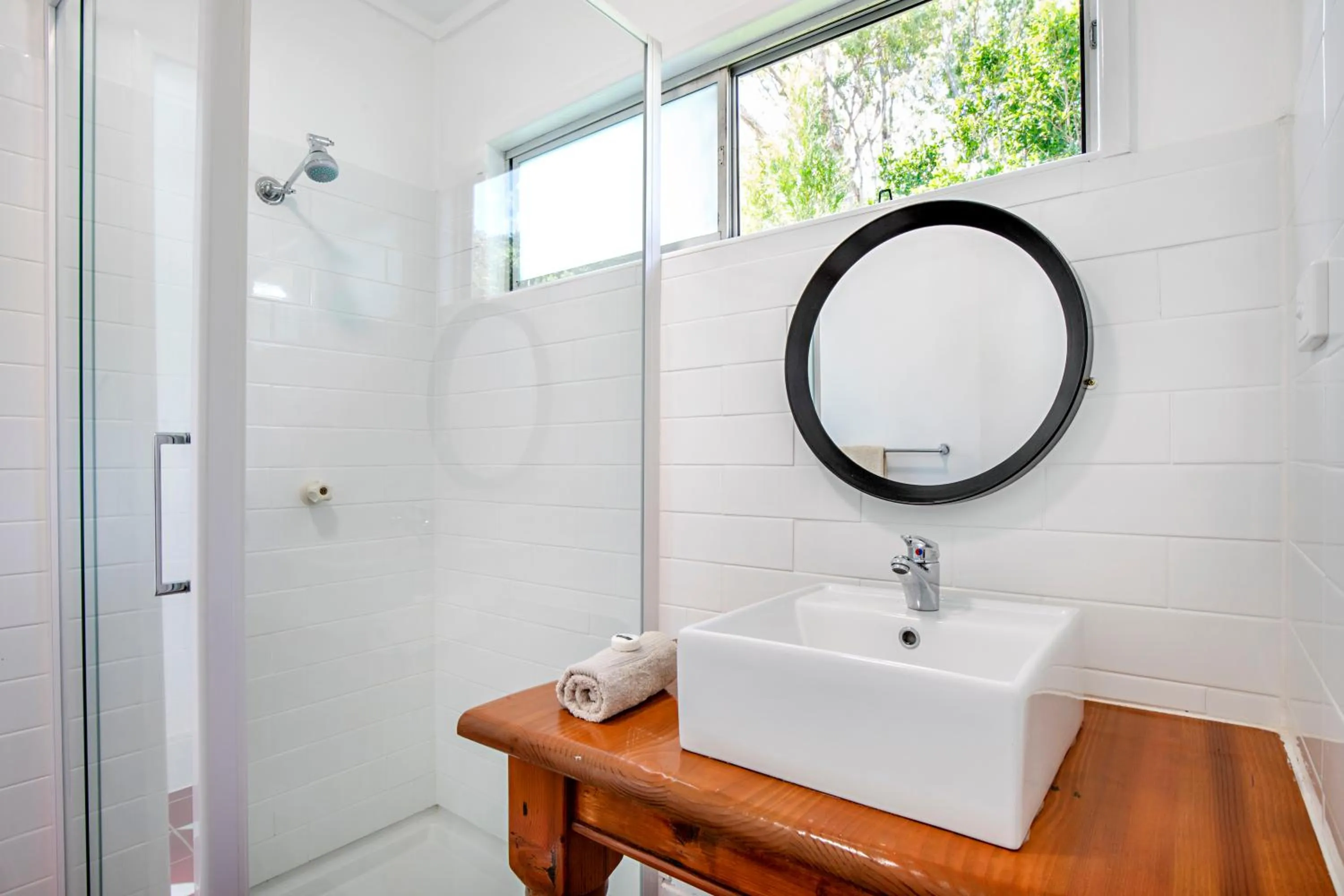 Shower in Bush Village Holiday Cabins