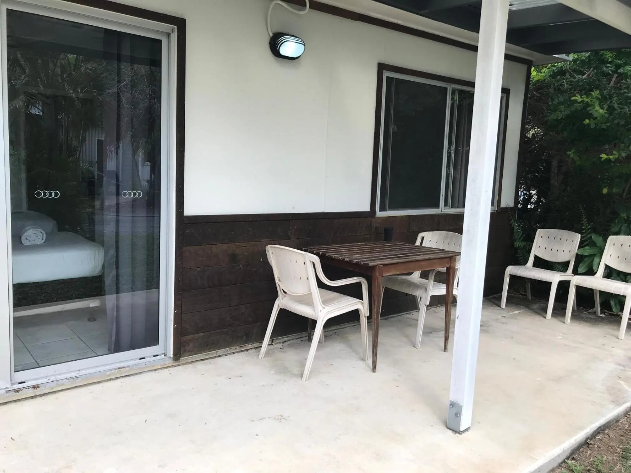 Patio in Bush Village Holiday Cabins