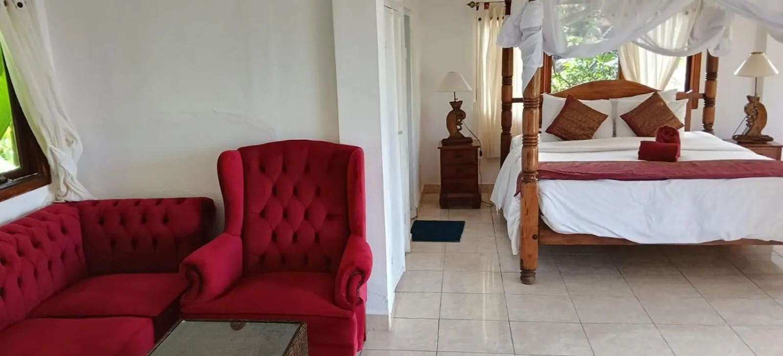 Bed in Puri Oka Beach Bungalows