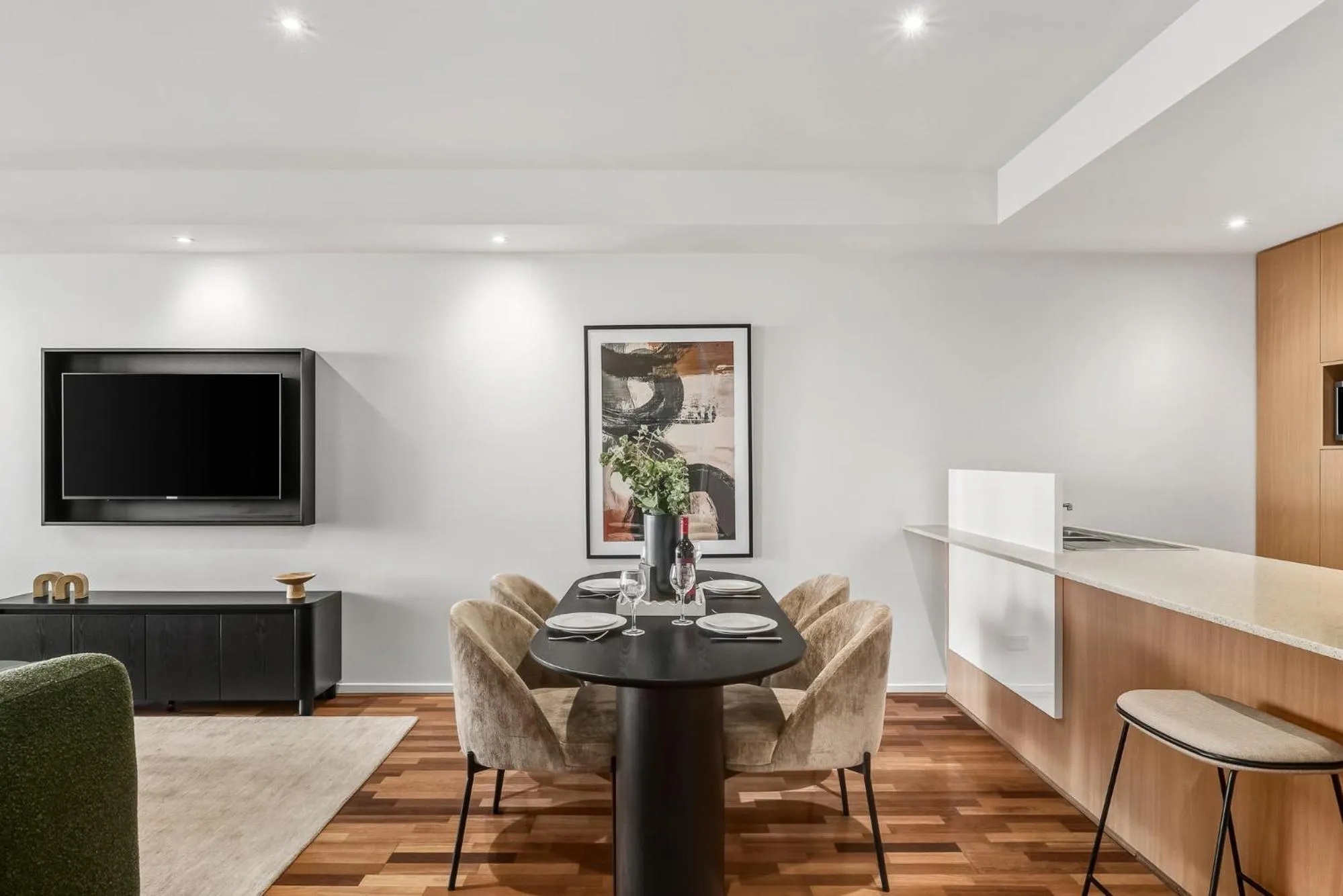 Dining area in Nolo Apartments Lonsdale St