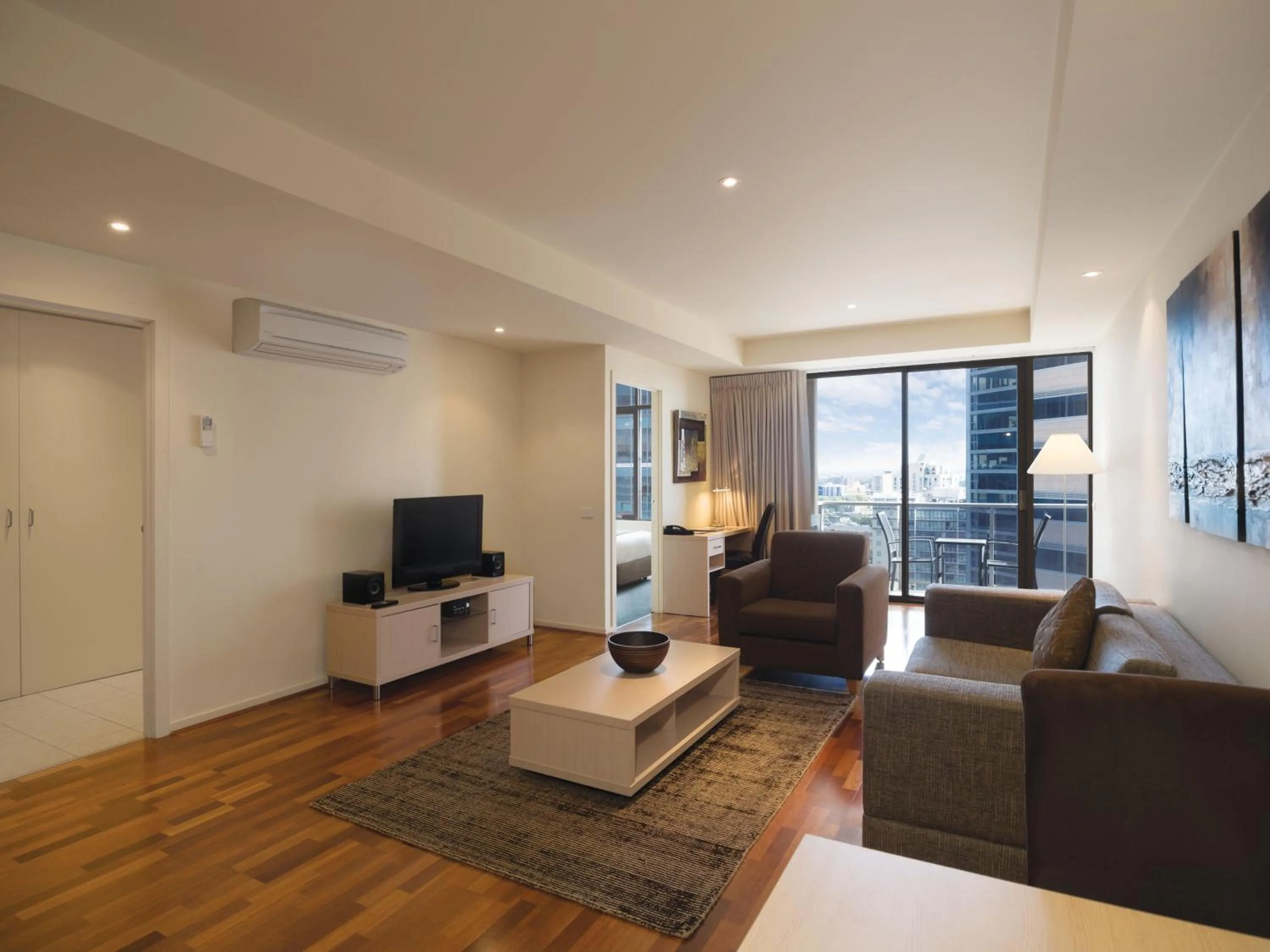 Living room in Oaks Melbourne on Lonsdale Suites