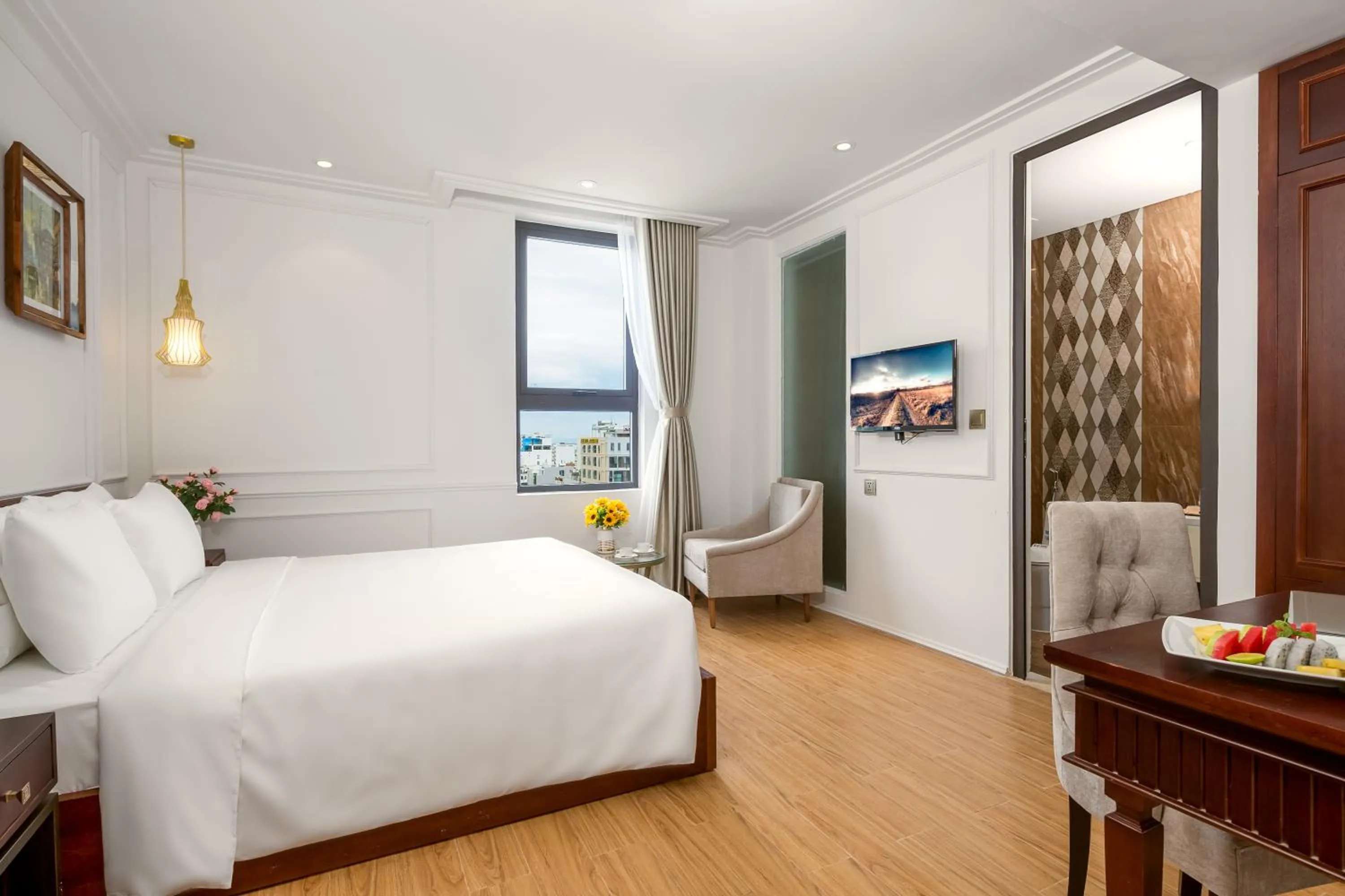 Seating area, Bed in Menora Grand Da Nang