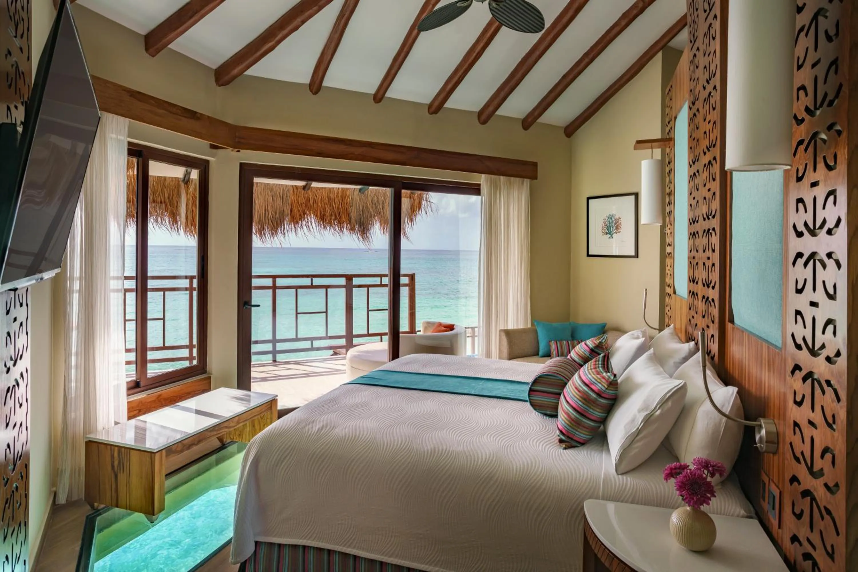 Bed in Palafitos Overwater Bungalows, All & More Inclusive - Adults Only