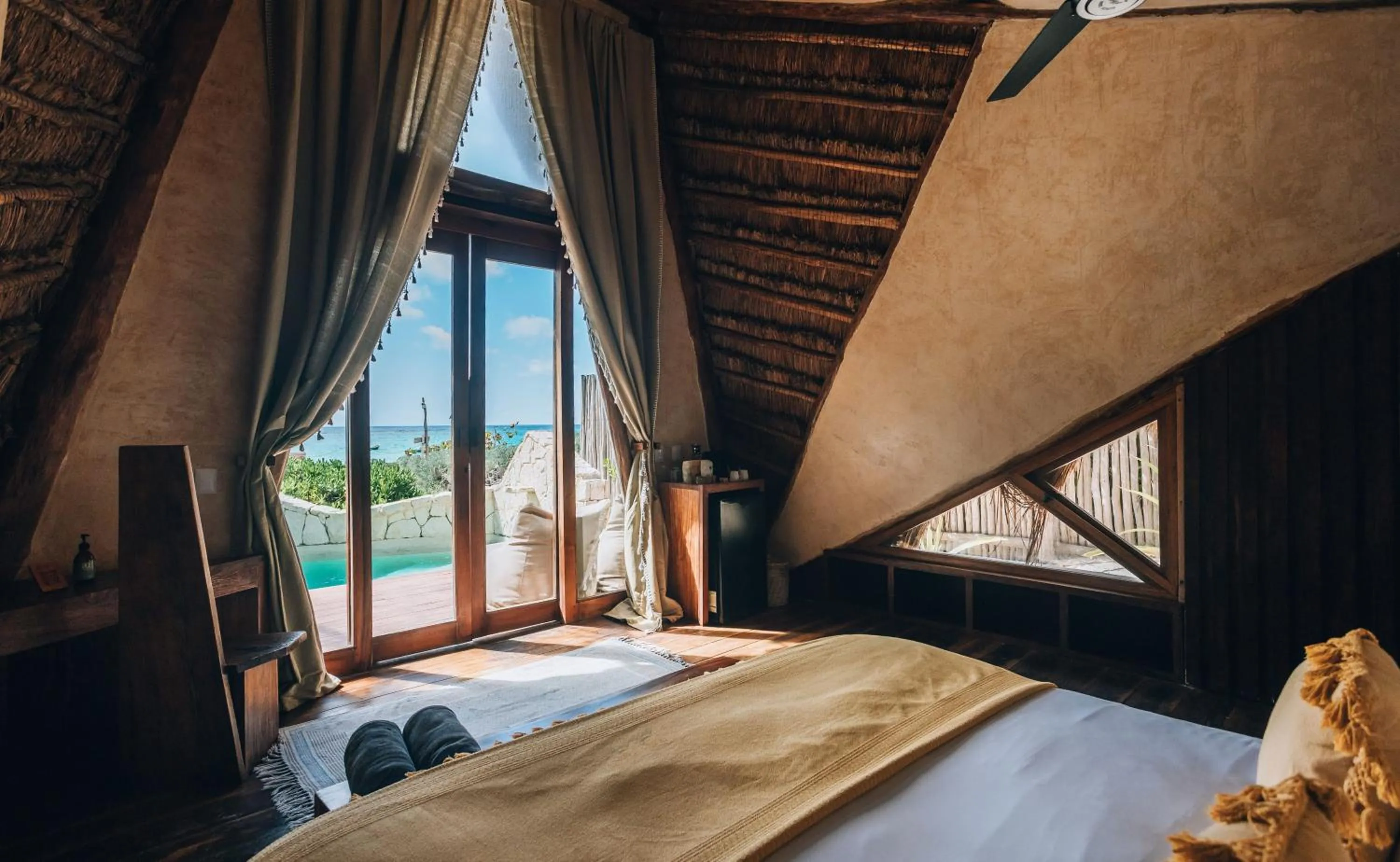 Bed in Ikal Tulum Hotel