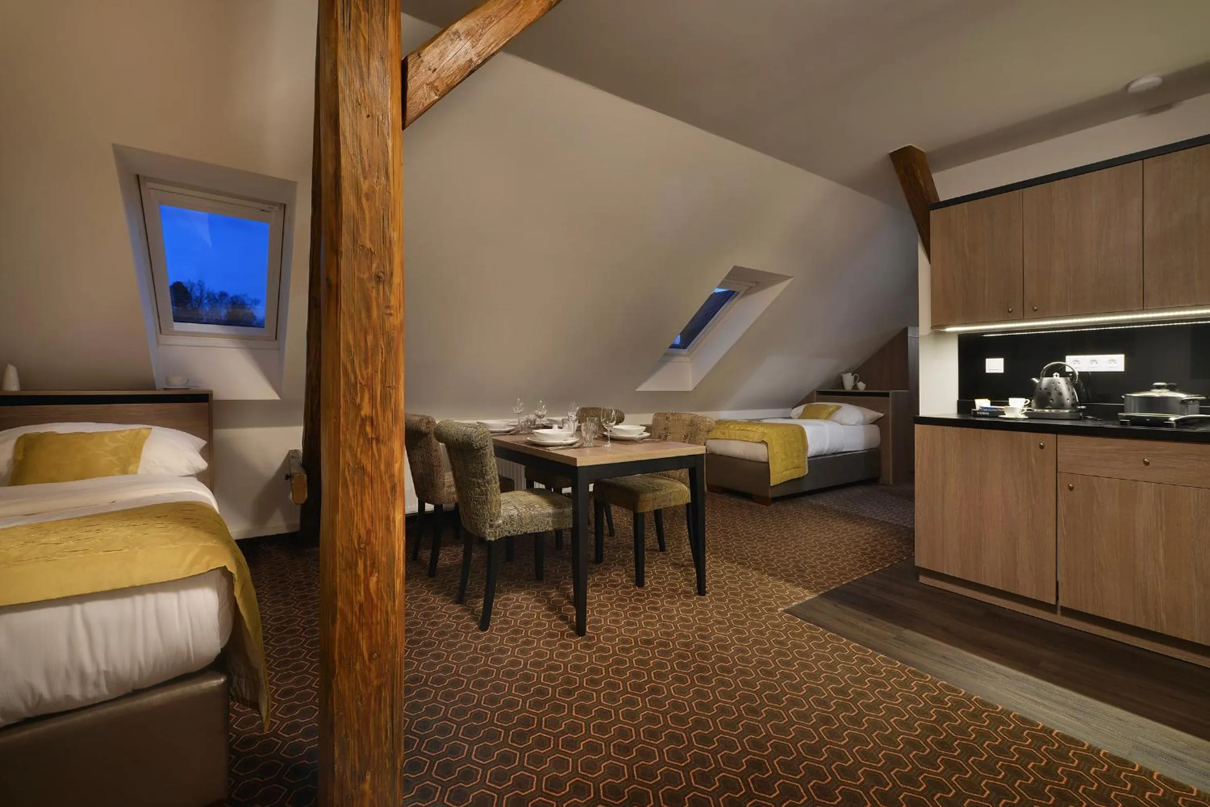 Kitchen or kitchenette, Bed in Vysocina Design Apartments