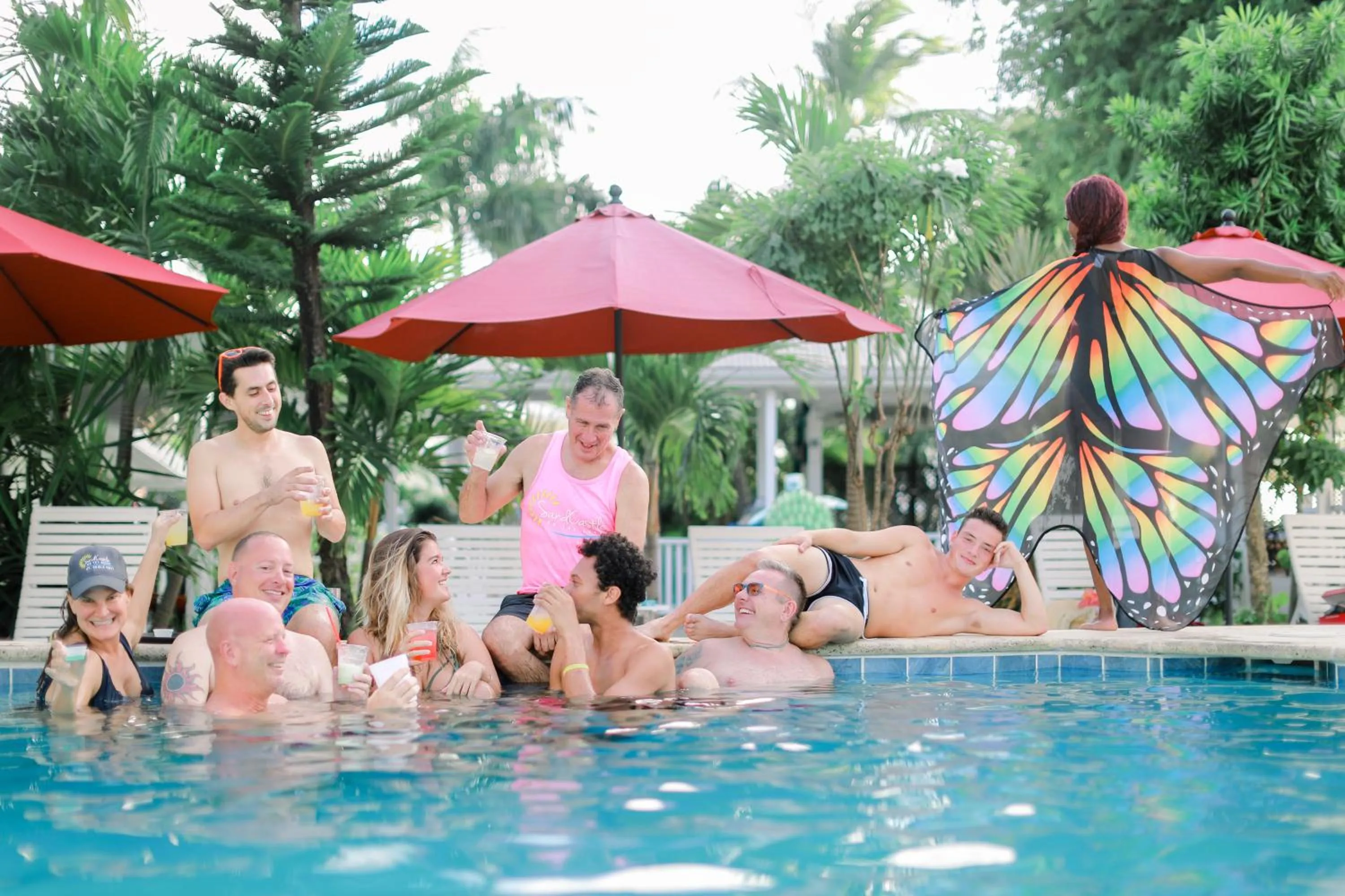 People in Sand Castle on the Beach - Adults Only