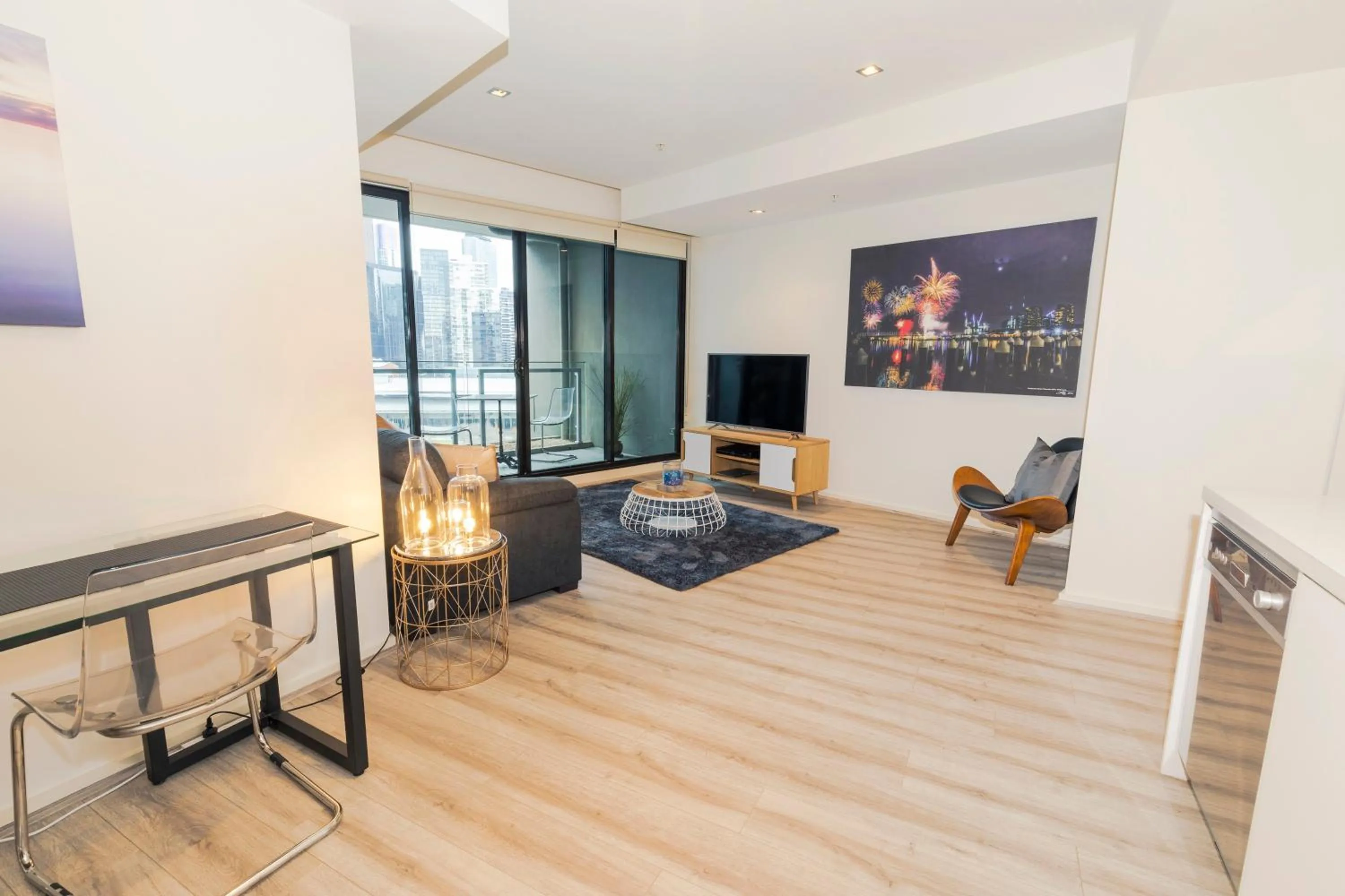 Living room in Waterfront Melbourne Apartments