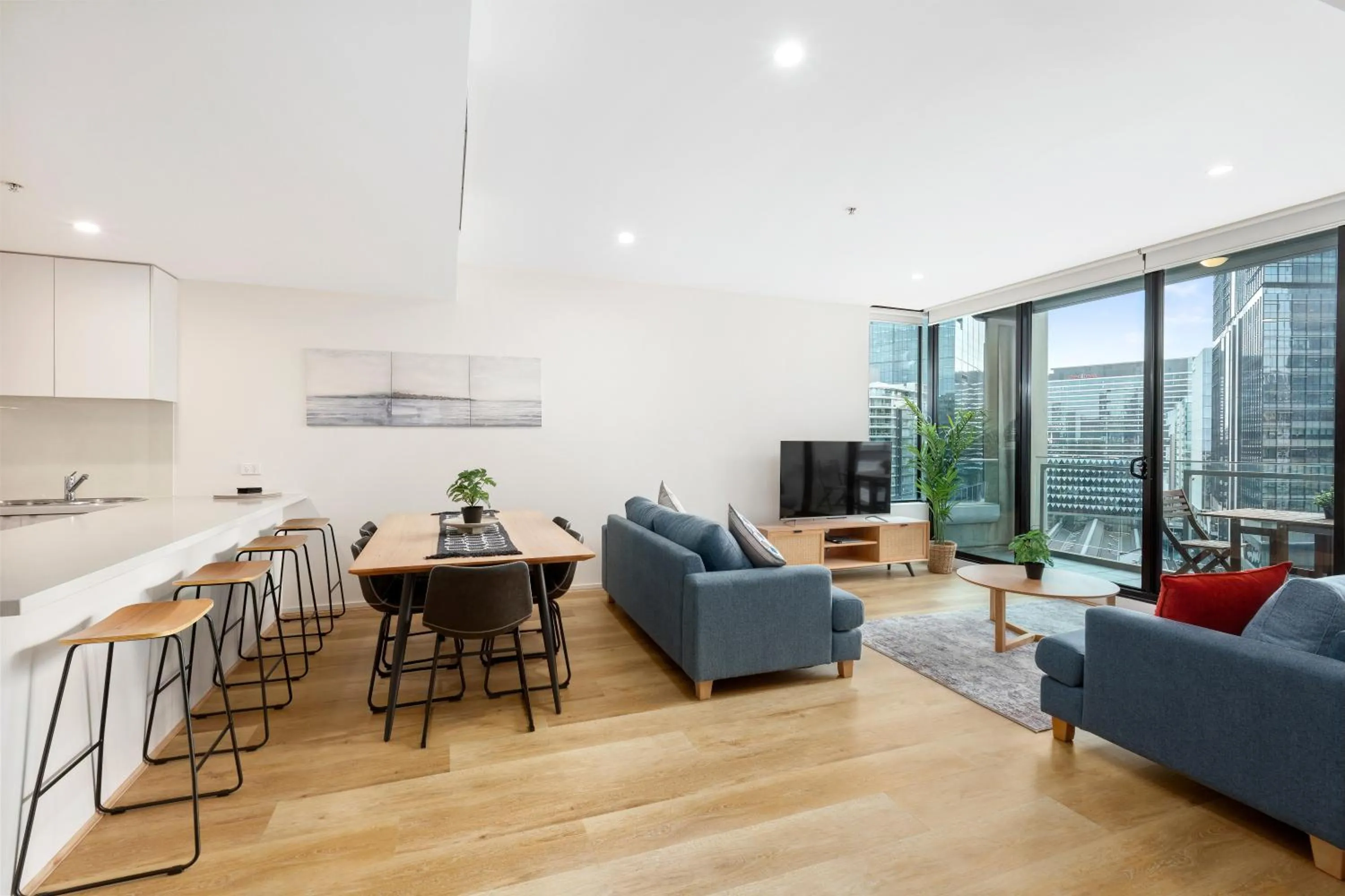 Living room in Waterfront Melbourne Apartments