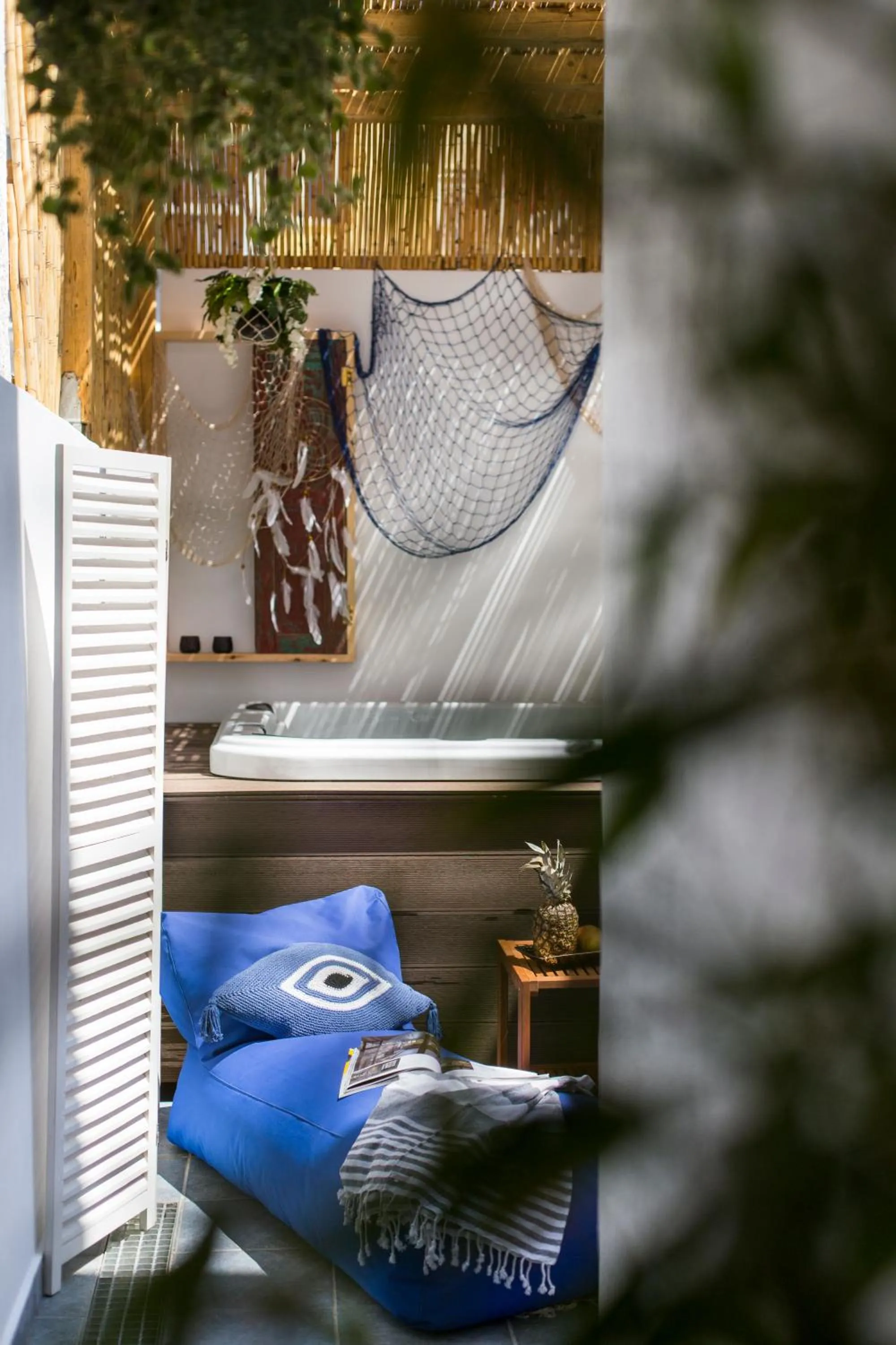 Patio, Bed in Blue Jasmine Suites