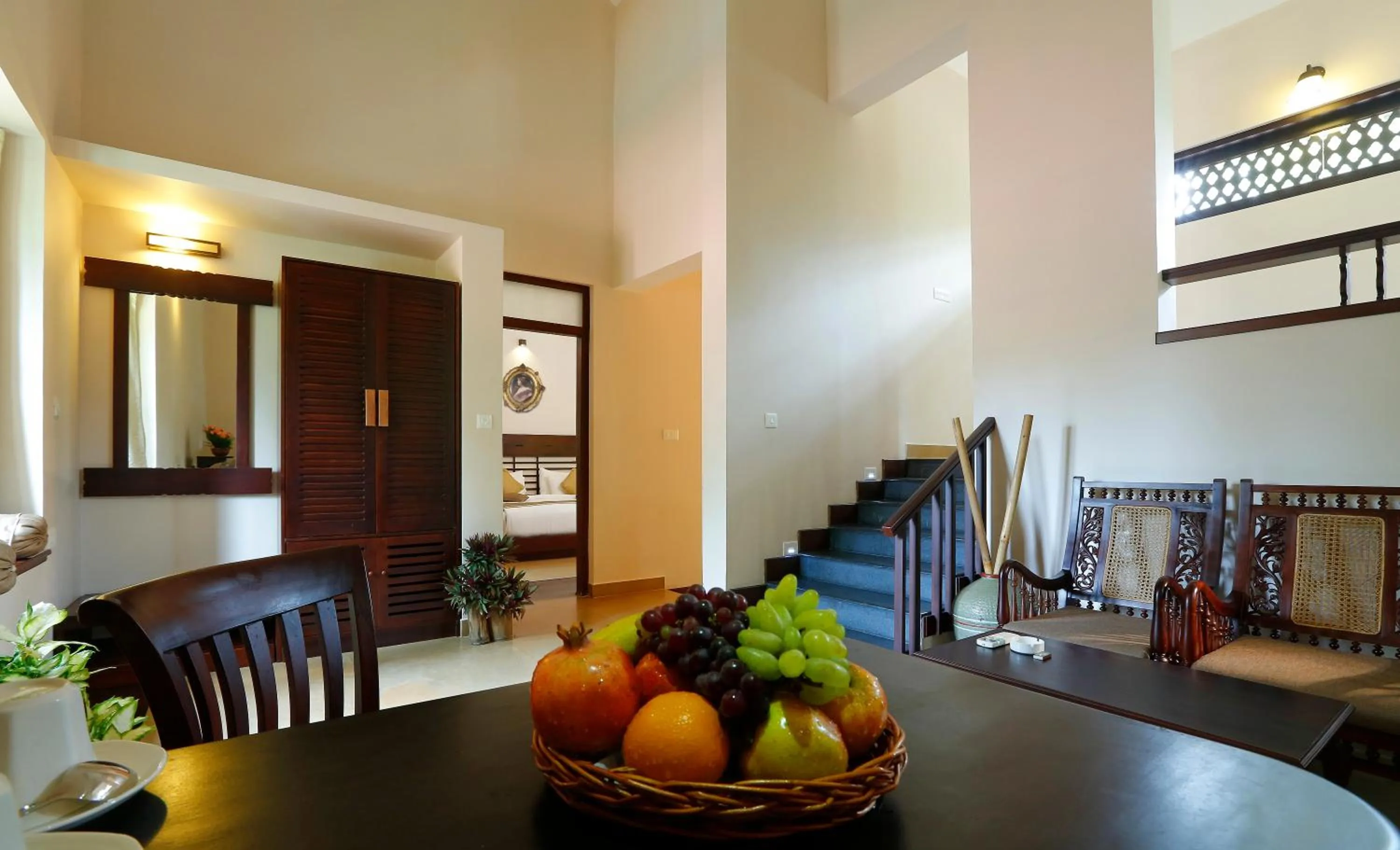 Living room in Greenwoods Resort, Thekkady