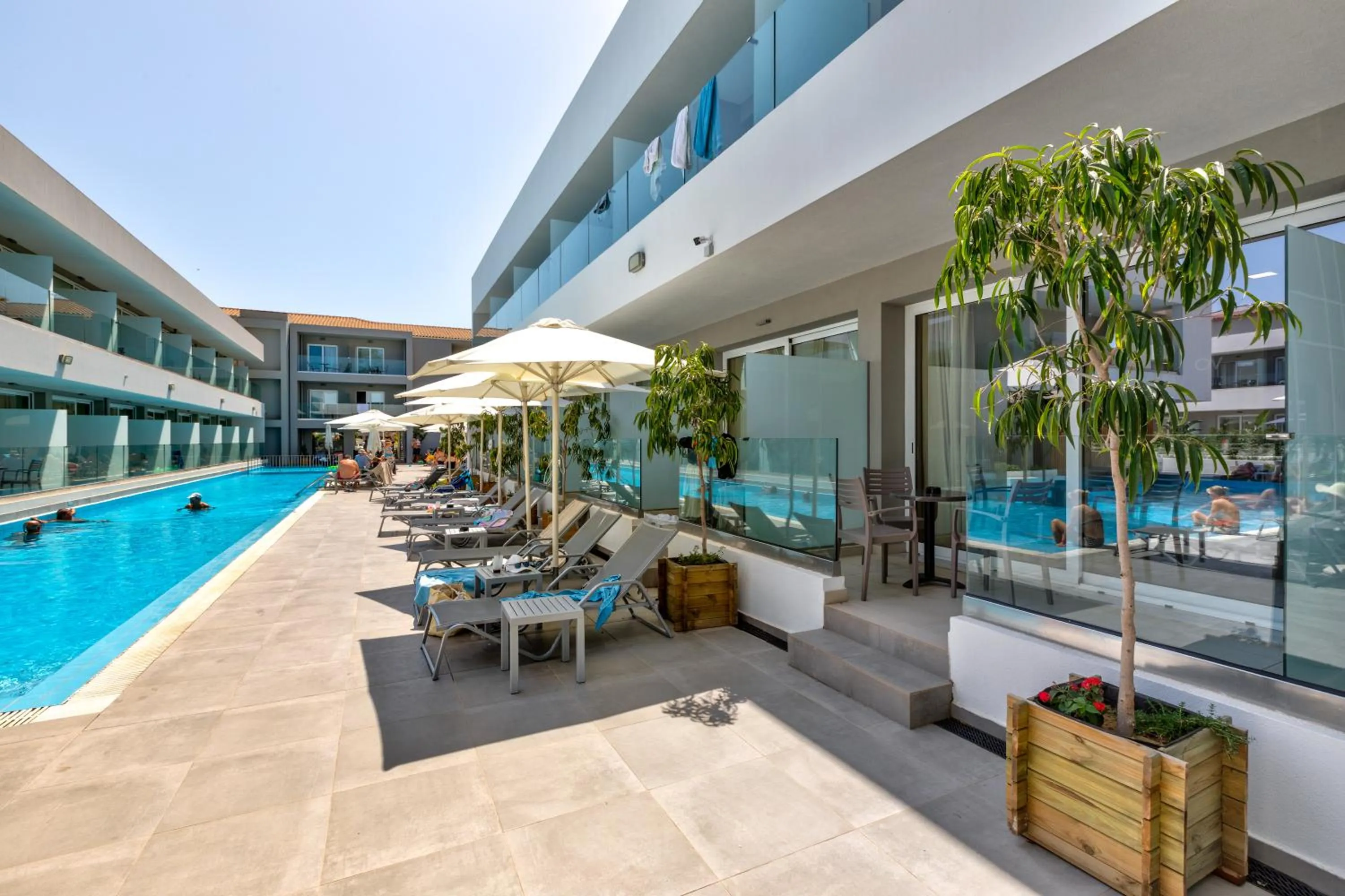 Pool view in White Olive Premium Laganas