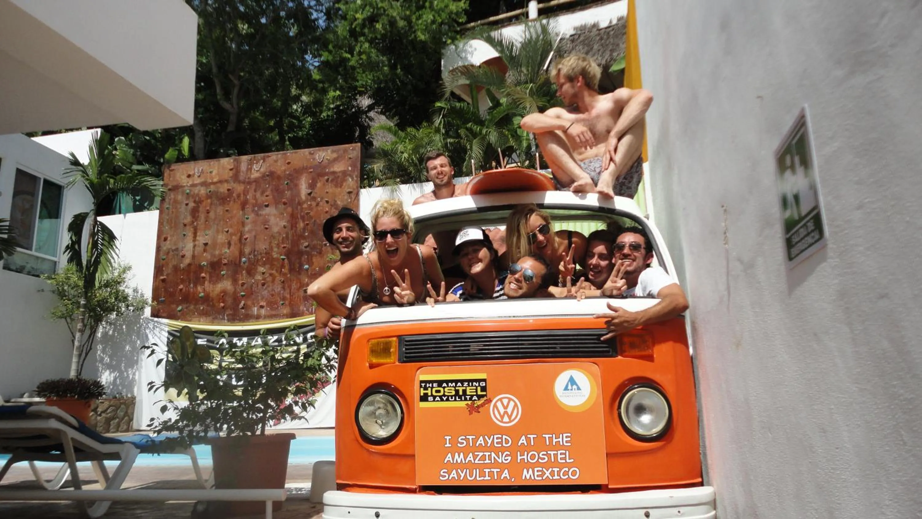 group of guests in ITH Sayulita Amazing Surf Hostel