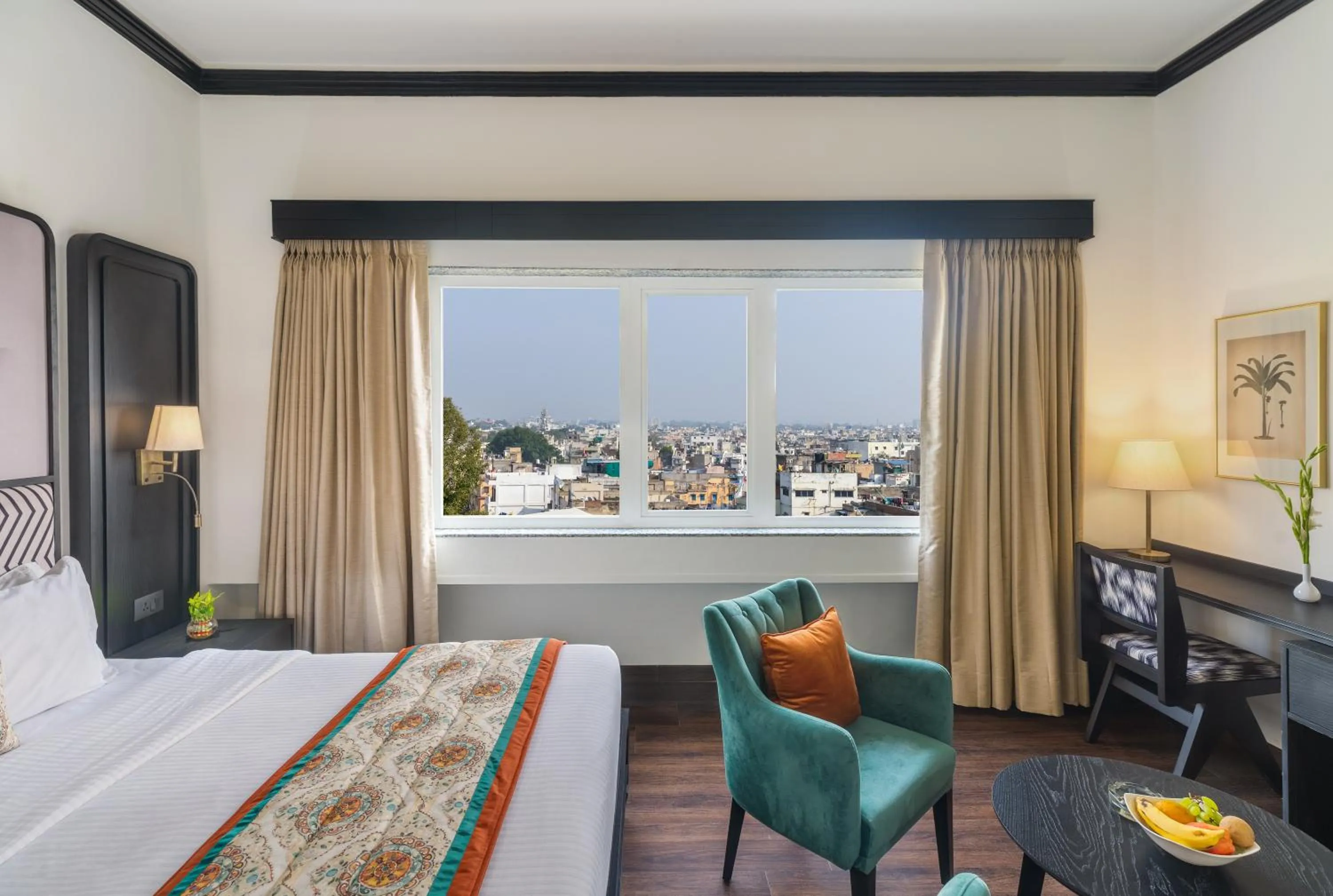 View (from property/room), Bed in Rajdarshan - A Lake View Hotel in Udaipur